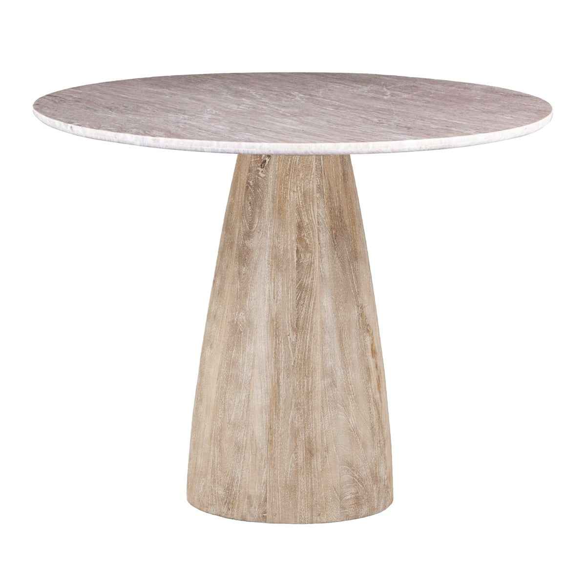 Palm Springs 48" Gathering Table with Brown Lajaria Marble and Whitewash Modern Base