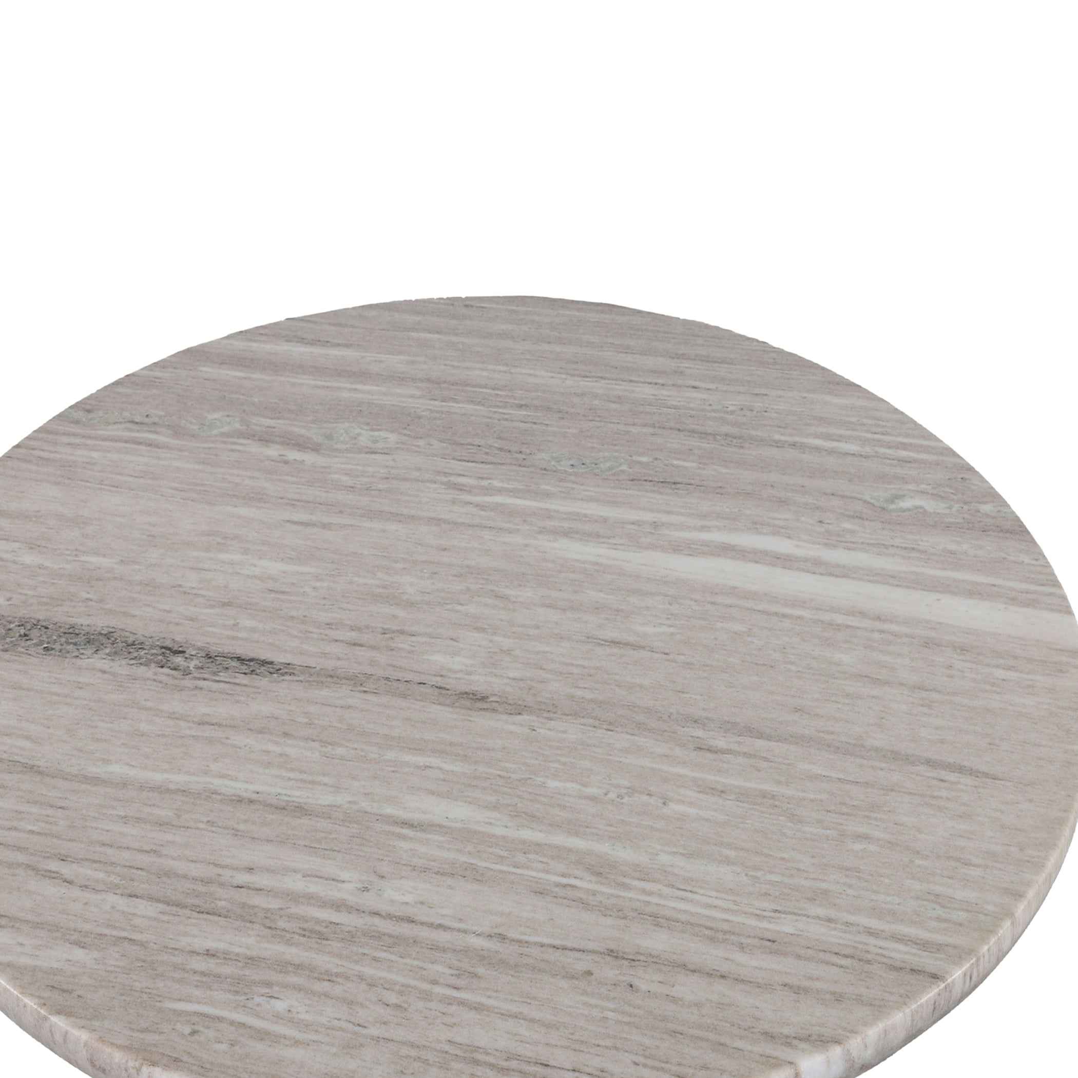 Palm Springs 48" Gathering Table with Brown Lajaria Marble and Whitewash Modern Base - Image 4