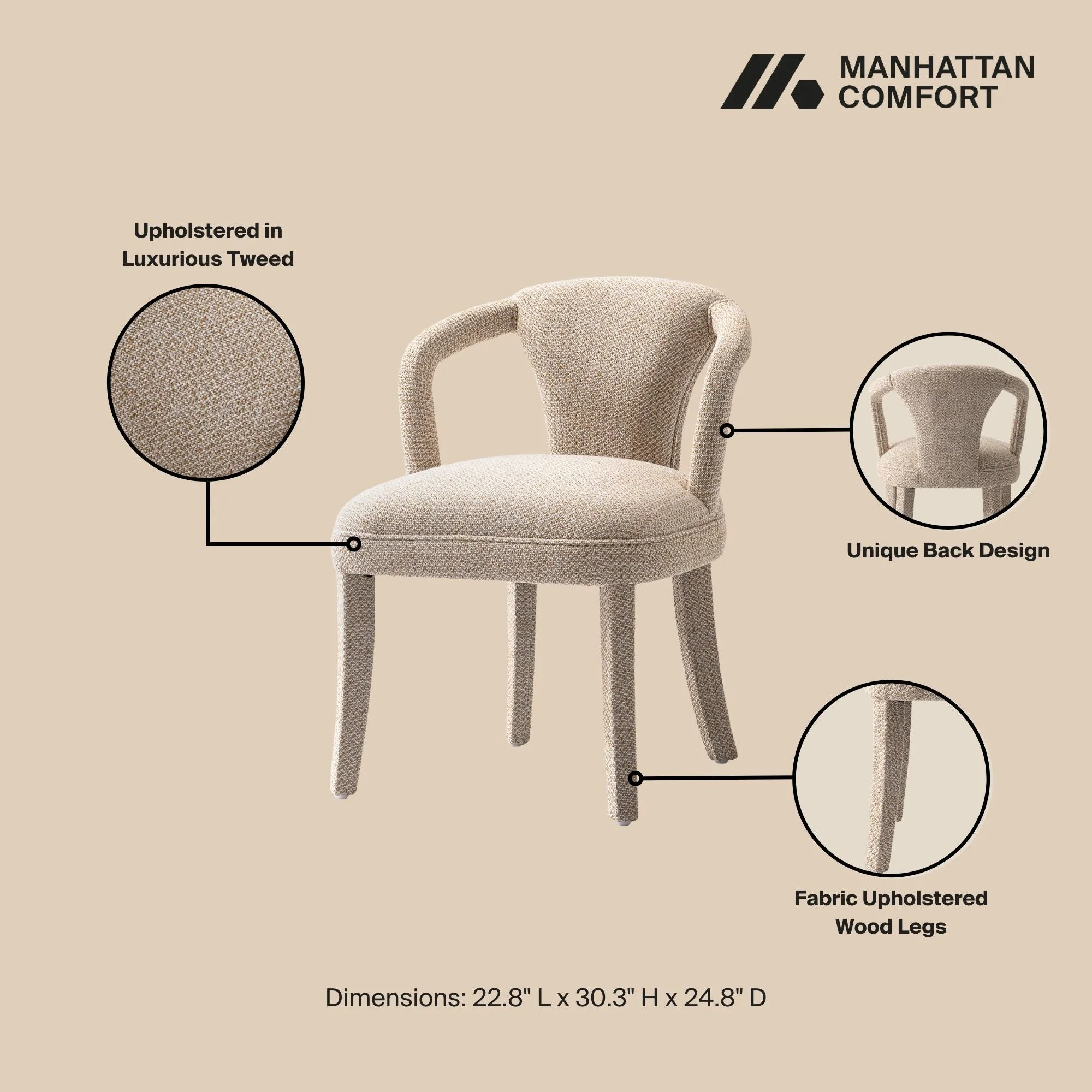 Palmer Dining Armchair in Gold Dust - Image 4