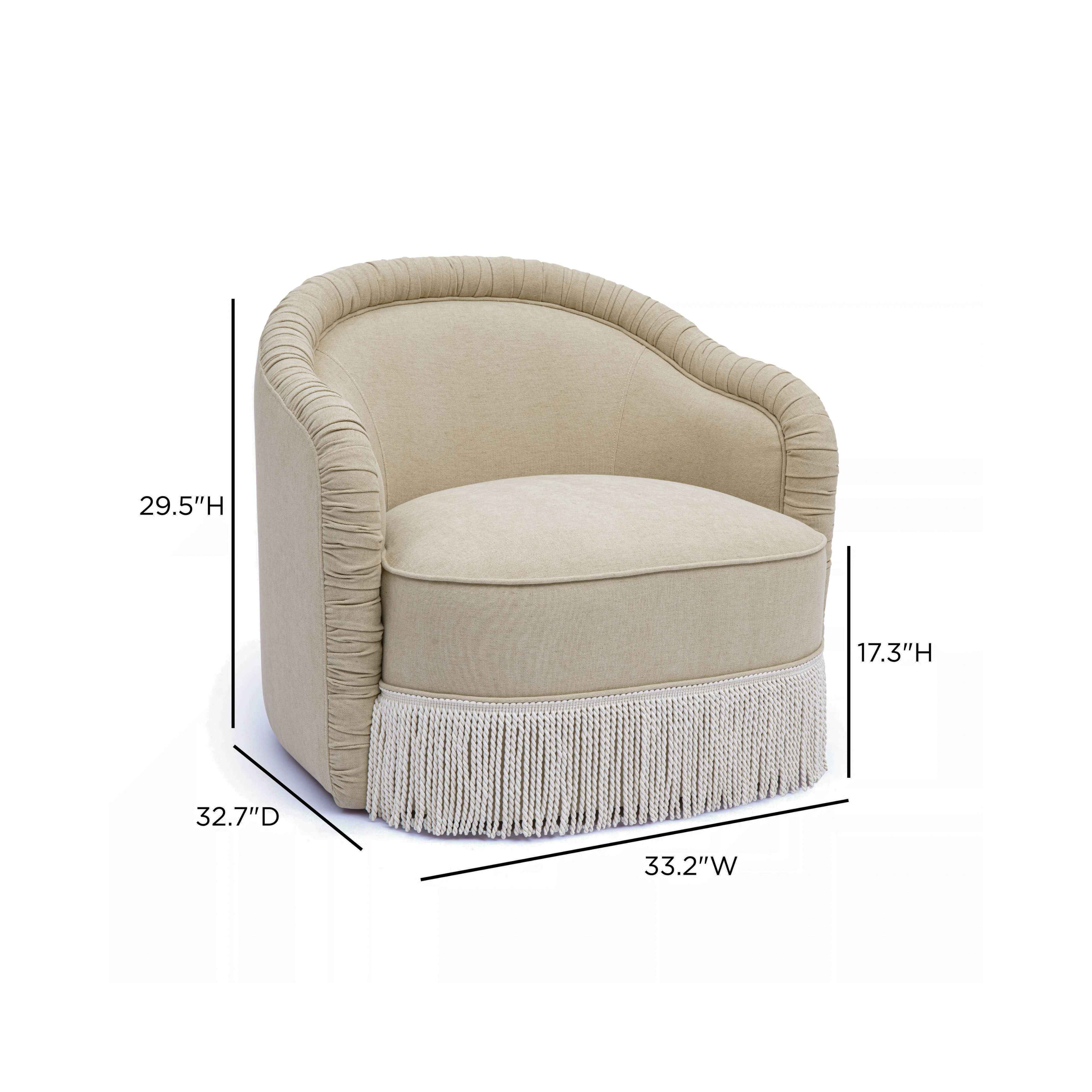 Pamela Tan Performance Chenille Tasseled Lounge Accent Chair - Image 7
