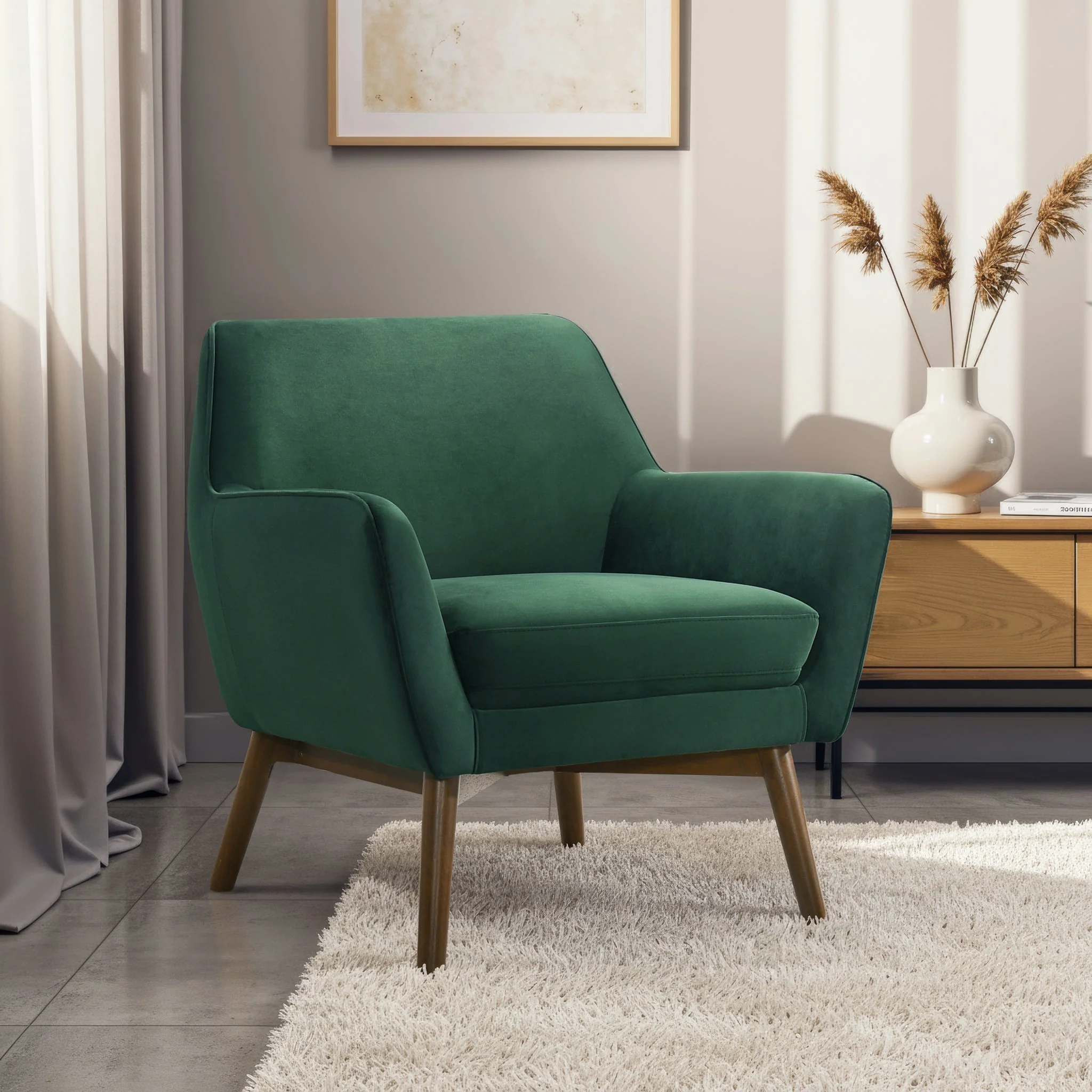Panom Forest Green Velvet Lounge Chair - Image 2
