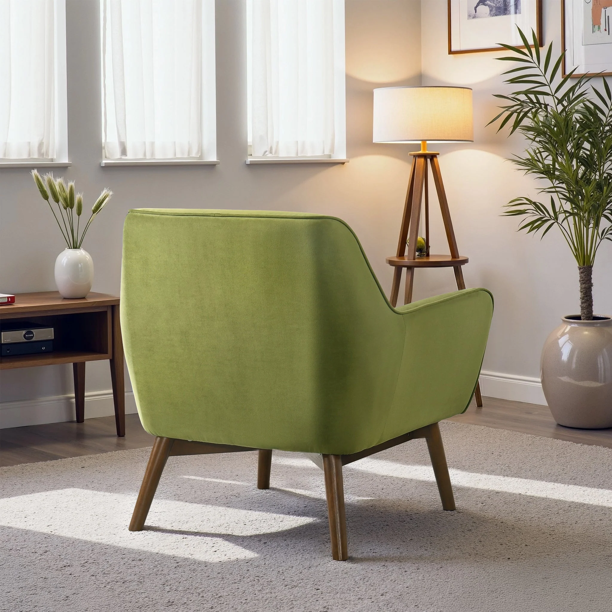 Panom Pistacho Green Velvet Lounge Chair - Image 6
