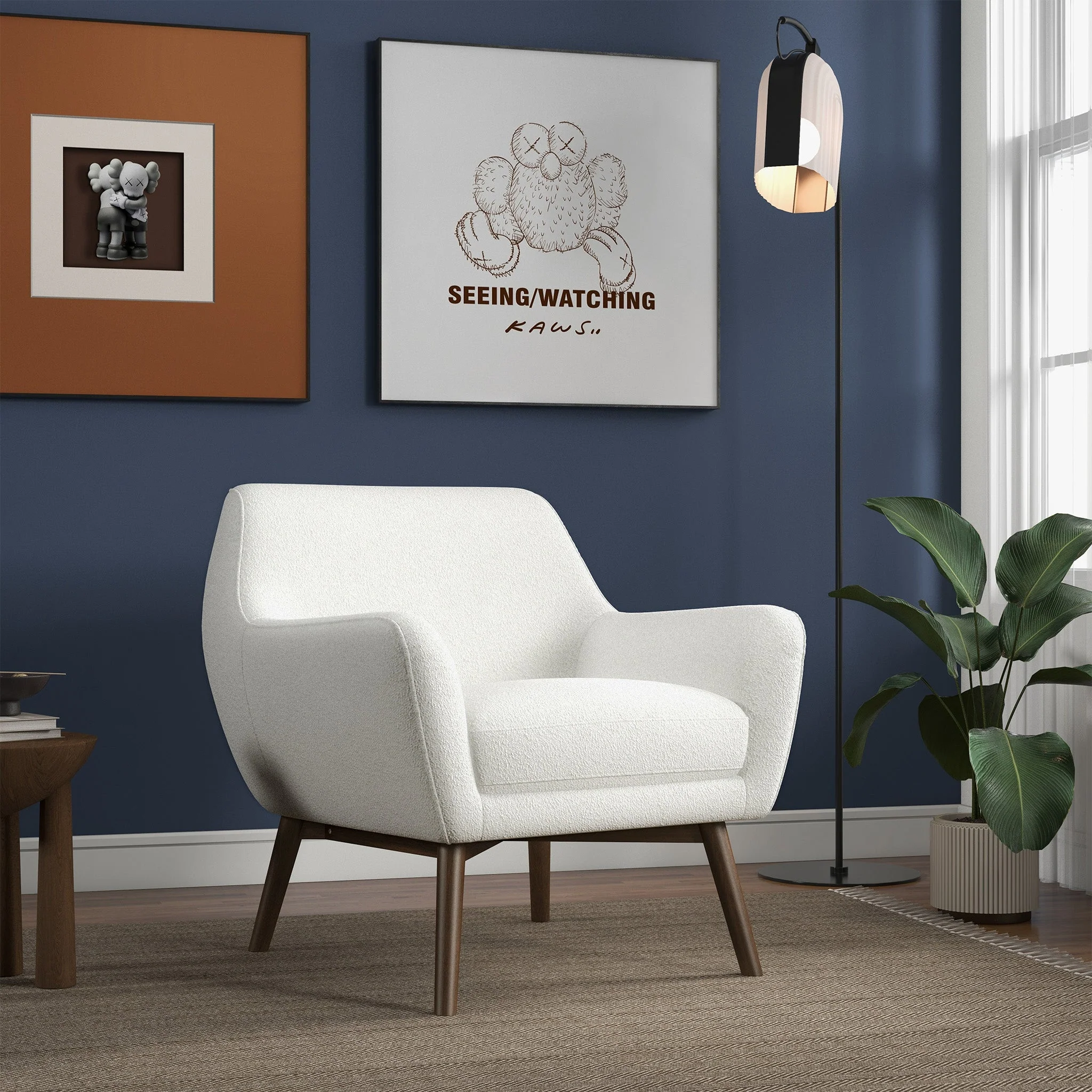 Panom White Boucle Lounge Chair - Image 4