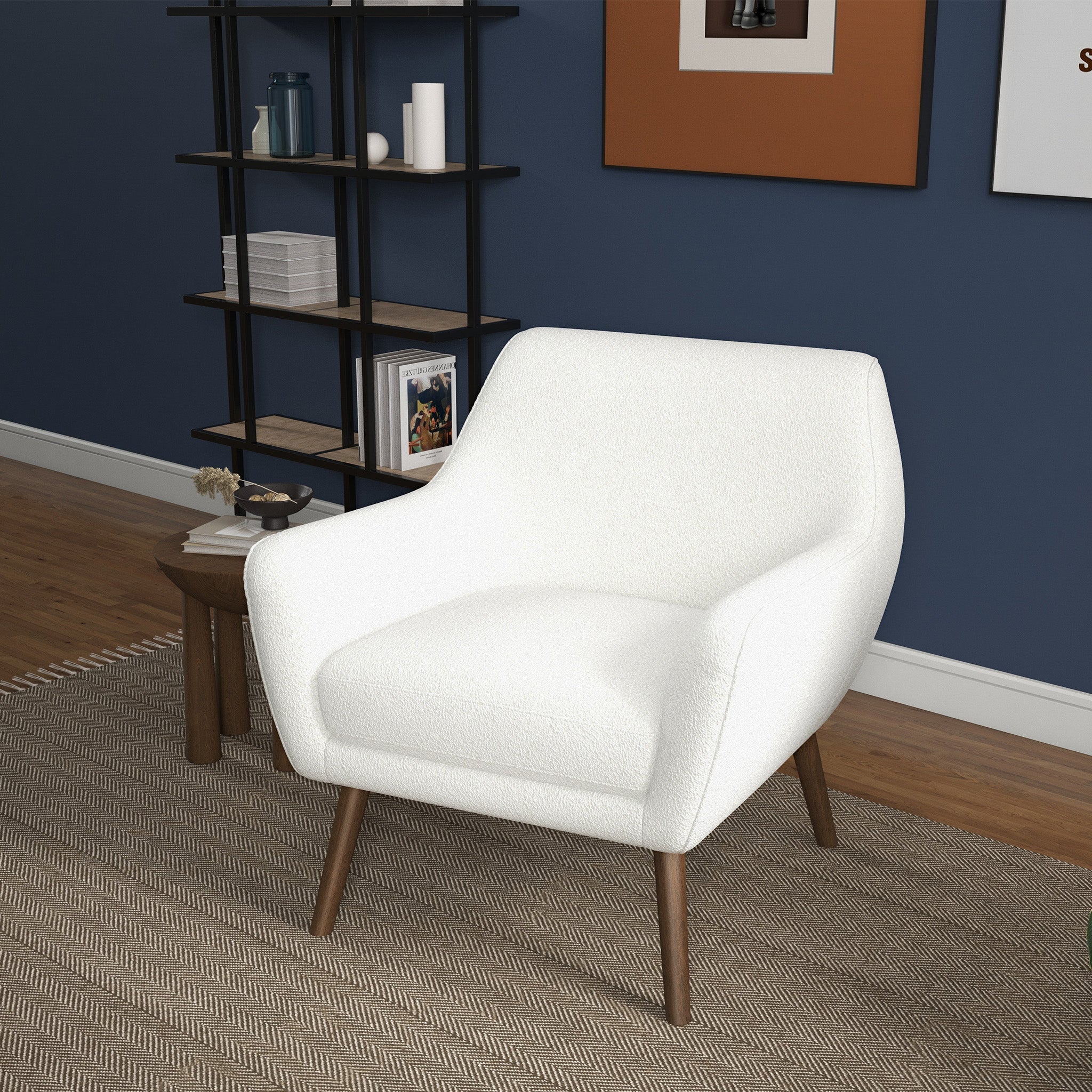 Panom White Boucle Lounge Chair - Image 6