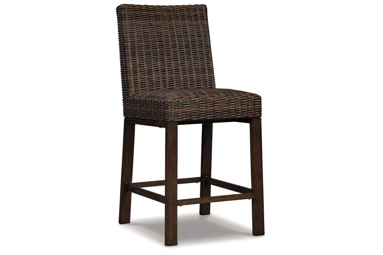 Paradise Trail Medium Brown Outdoor Bar Fire Pit Table with 6 Barstools - Image 11