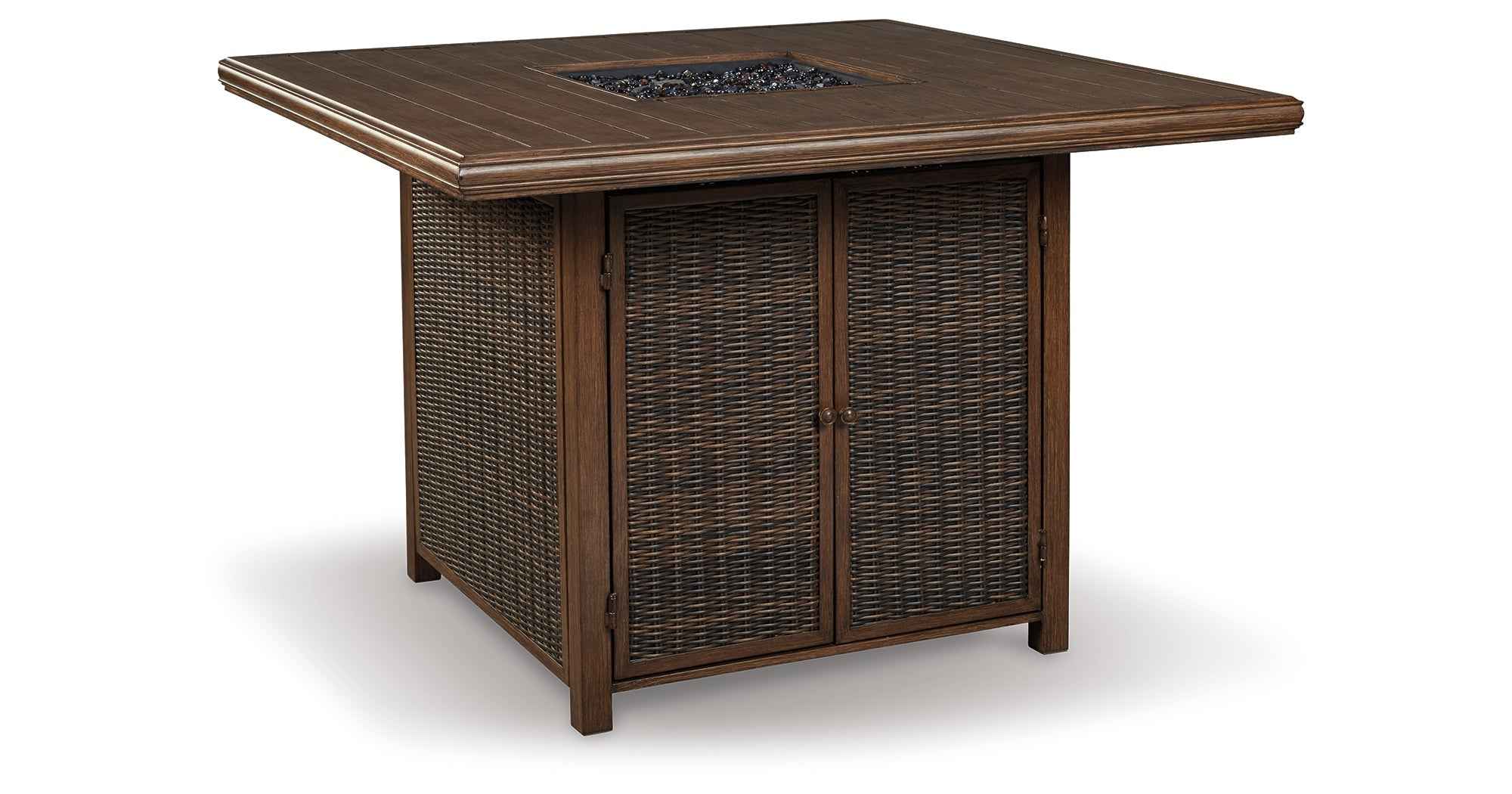 Paradise Trail Medium Brown Outdoor Bar Fire Pit Table with 6 Barstools - Image 18
