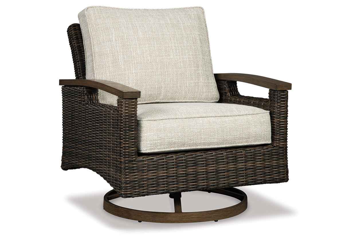Paradise Trail Medium Brown Outdoor Fire Pit Table with 4 Lounge Chairs - Image 2