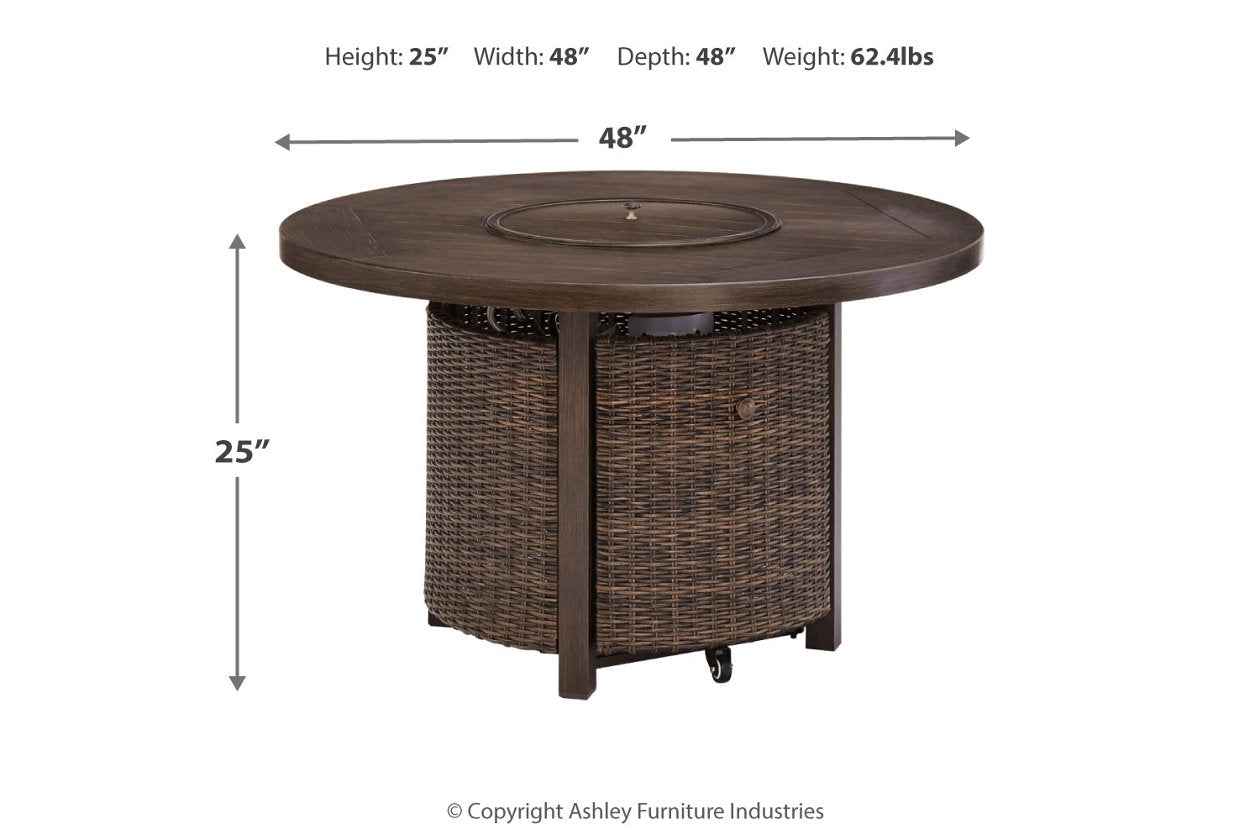 Paradise Trail Medium Brown Outdoor Fire Pit Table with 4 Lounge Chairs - Image 4