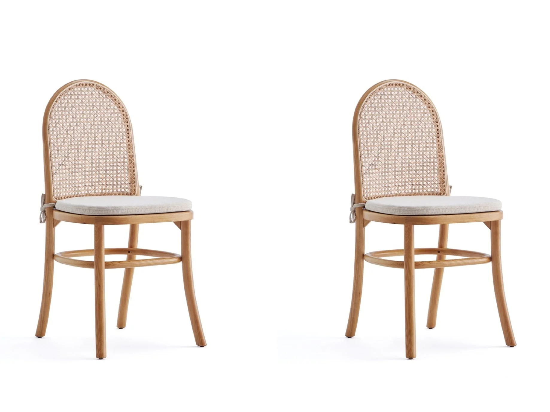 Paragon Dining Chair 1.0 with Cream Cushions in Nature and Cane (set of 2)