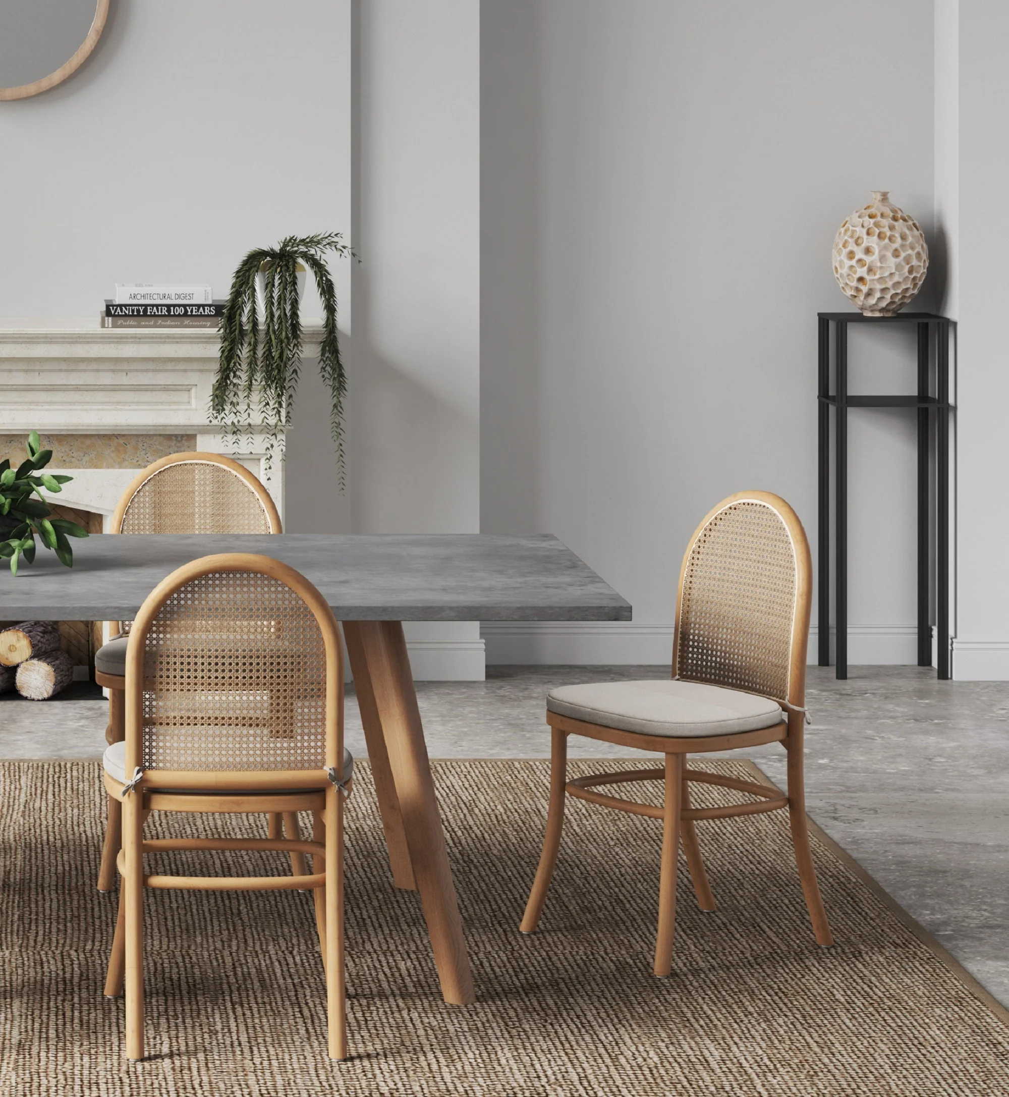 Paragon Dining Chair 1.0 with Cream Cushions in Nature and Cane (set of 2) - Image 2