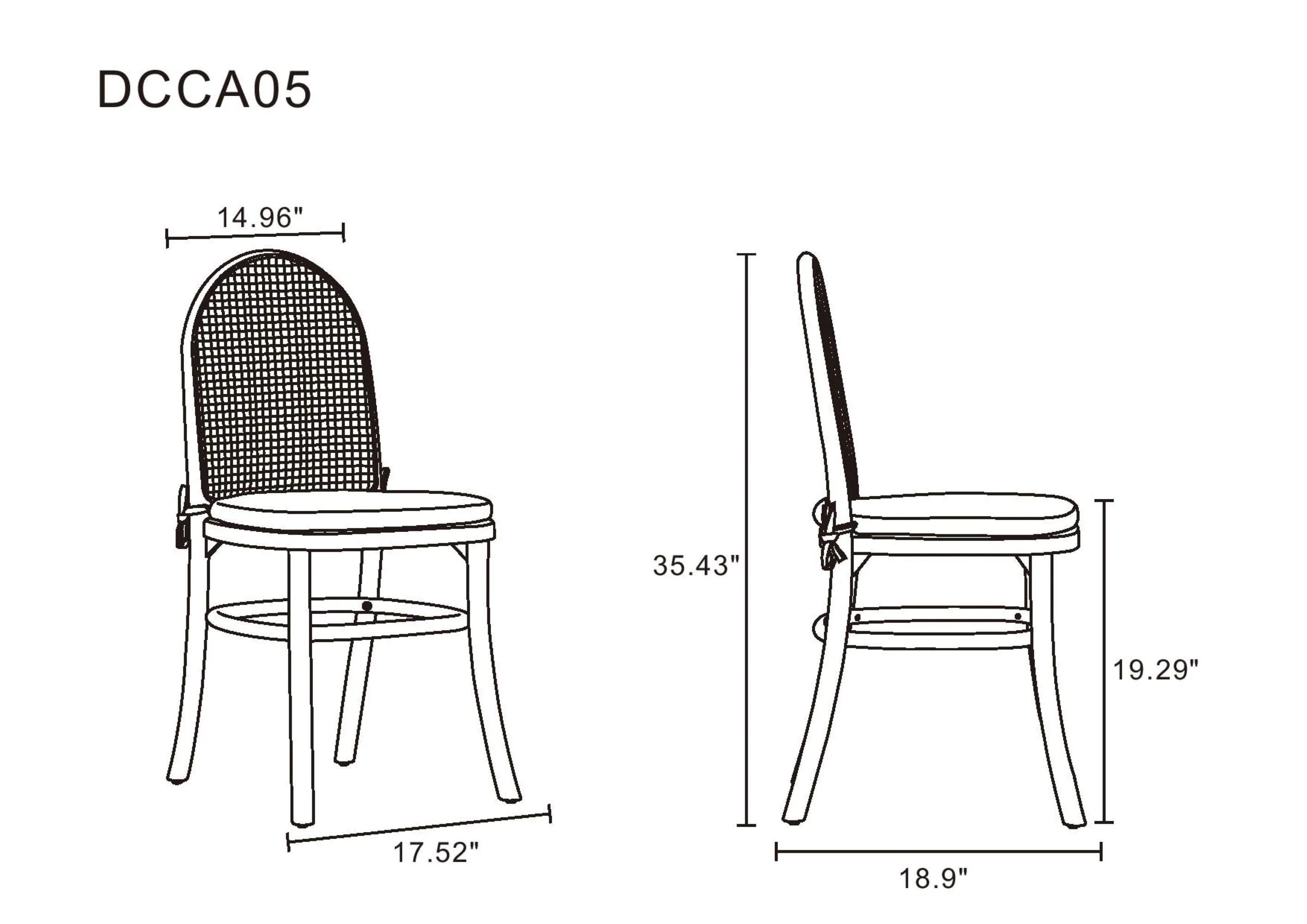 Paragon Dining Chair 1.0 with Cream Cushions in Nature and Cane (set of 2) - Image 3