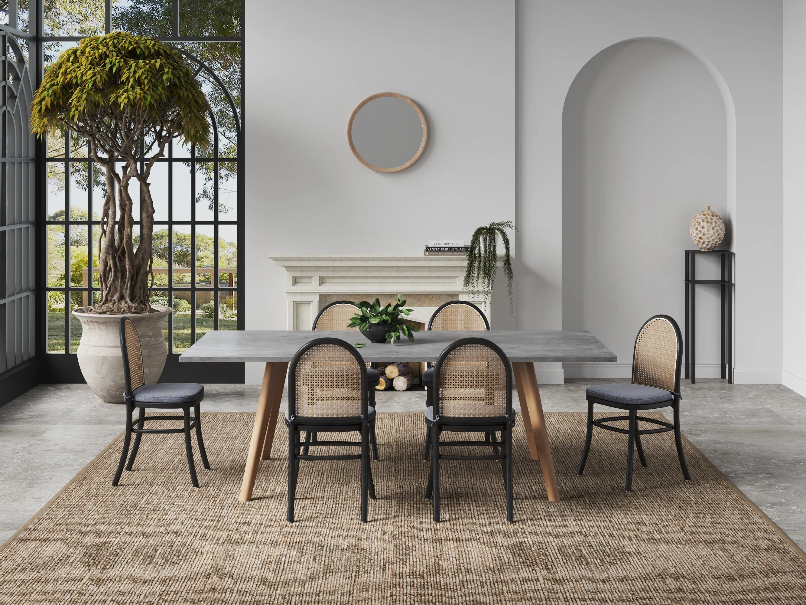 Paragon Dining Chair 1.0 with Grey Cushions in Black and Cane (set of 4) - Image 2