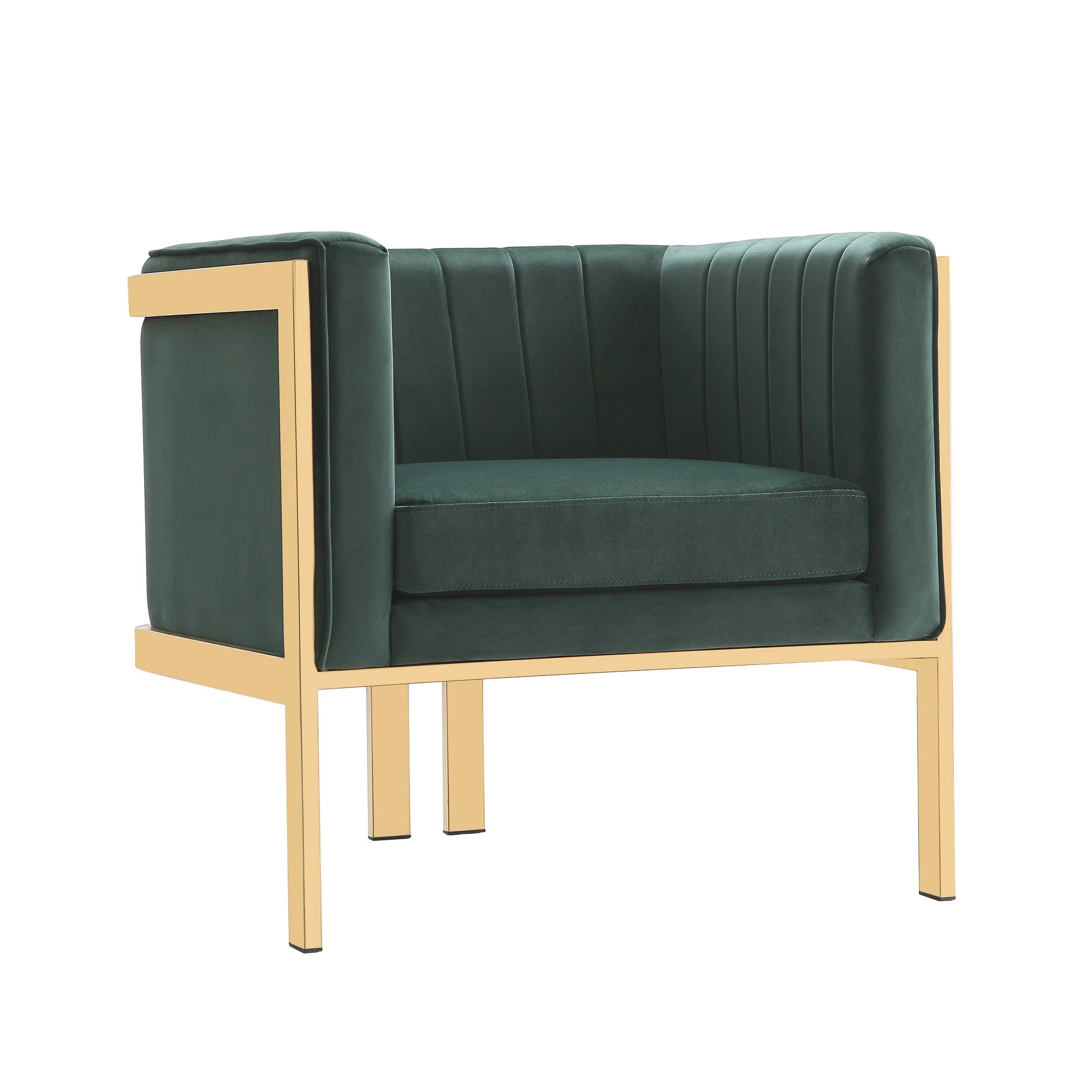 Paramount Accent Armchair in Forest Green and Polished Brass (set of 2) - Image 3