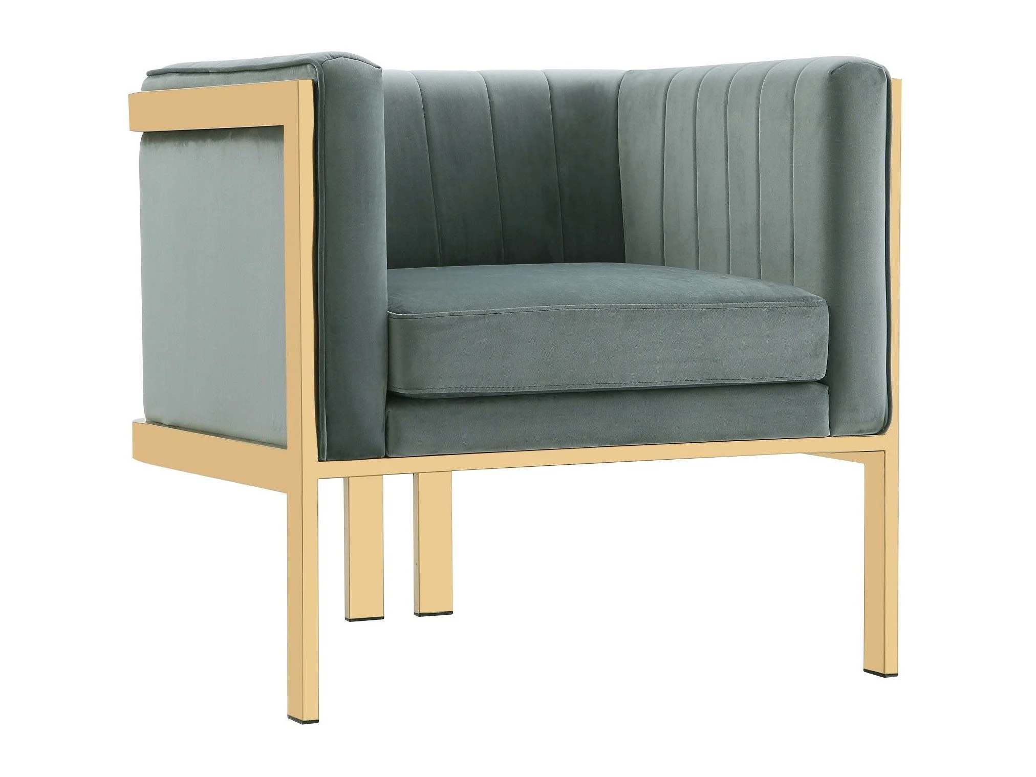 Paramount Accent Armchair in Warm Grey and Polished Brass