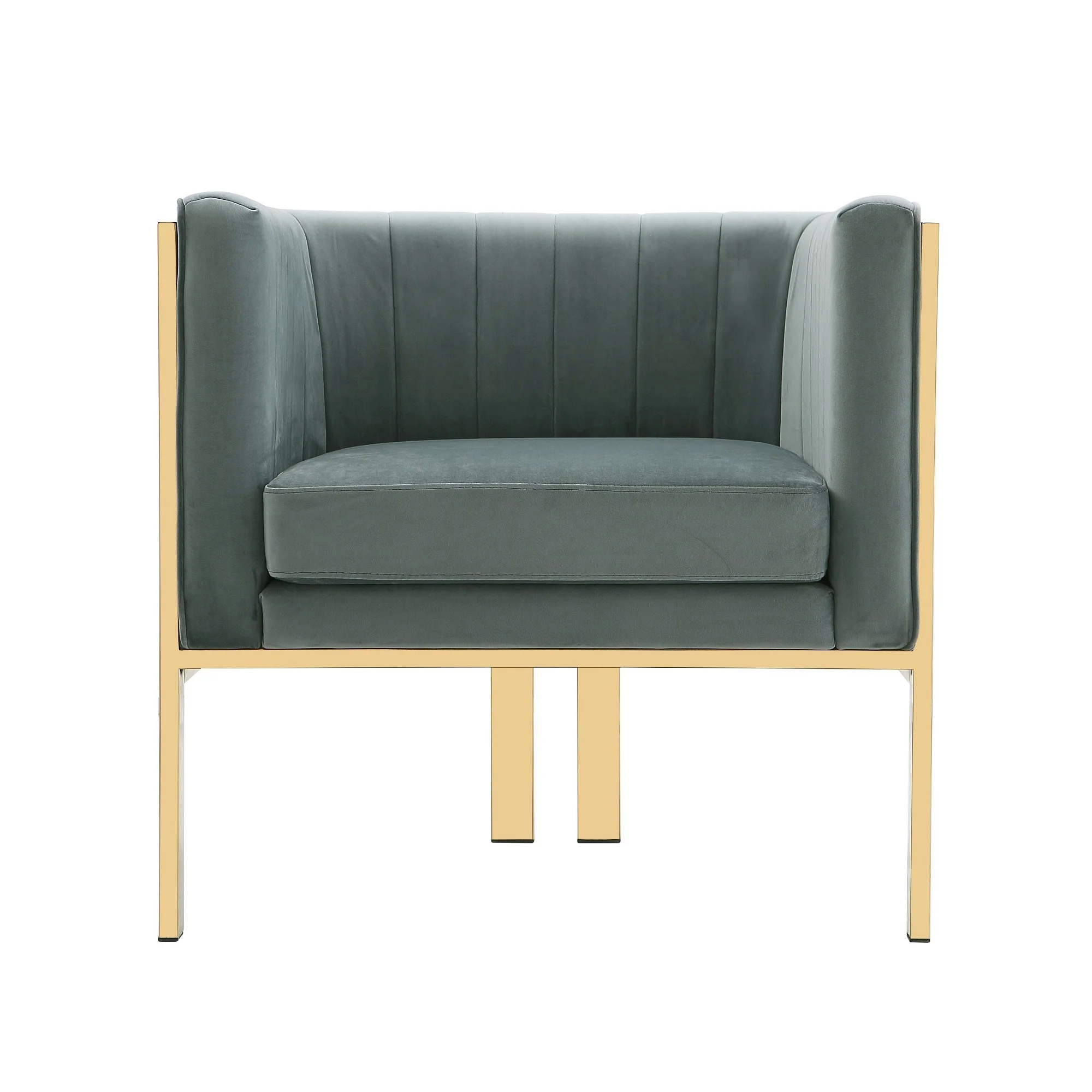 Paramount Accent Armchair in Warm Grey and Polished Brass - Image 4