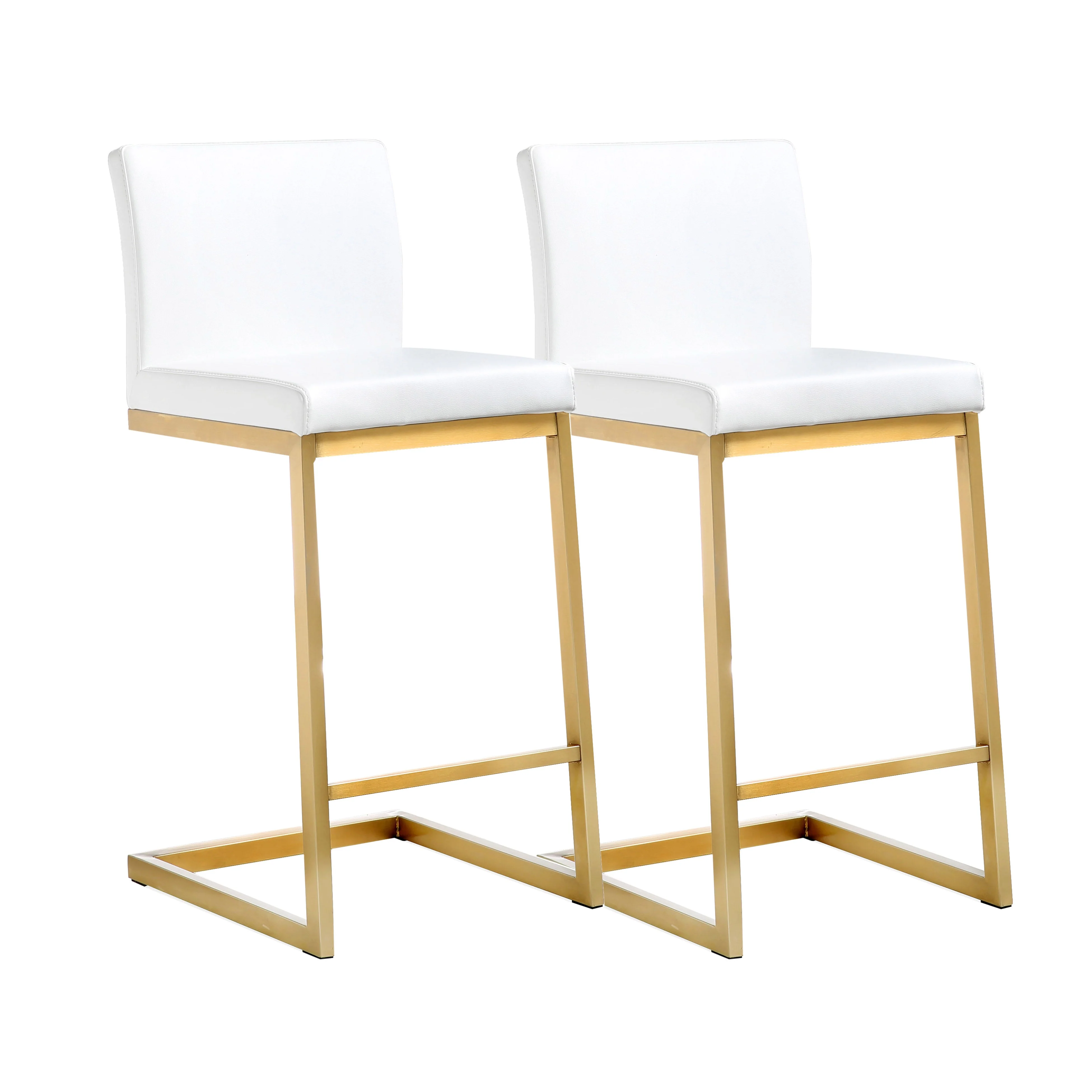 Parma Performance Vegan Leather and Gold Stainless Steel Counter Stool - Set of 2 - Image 10