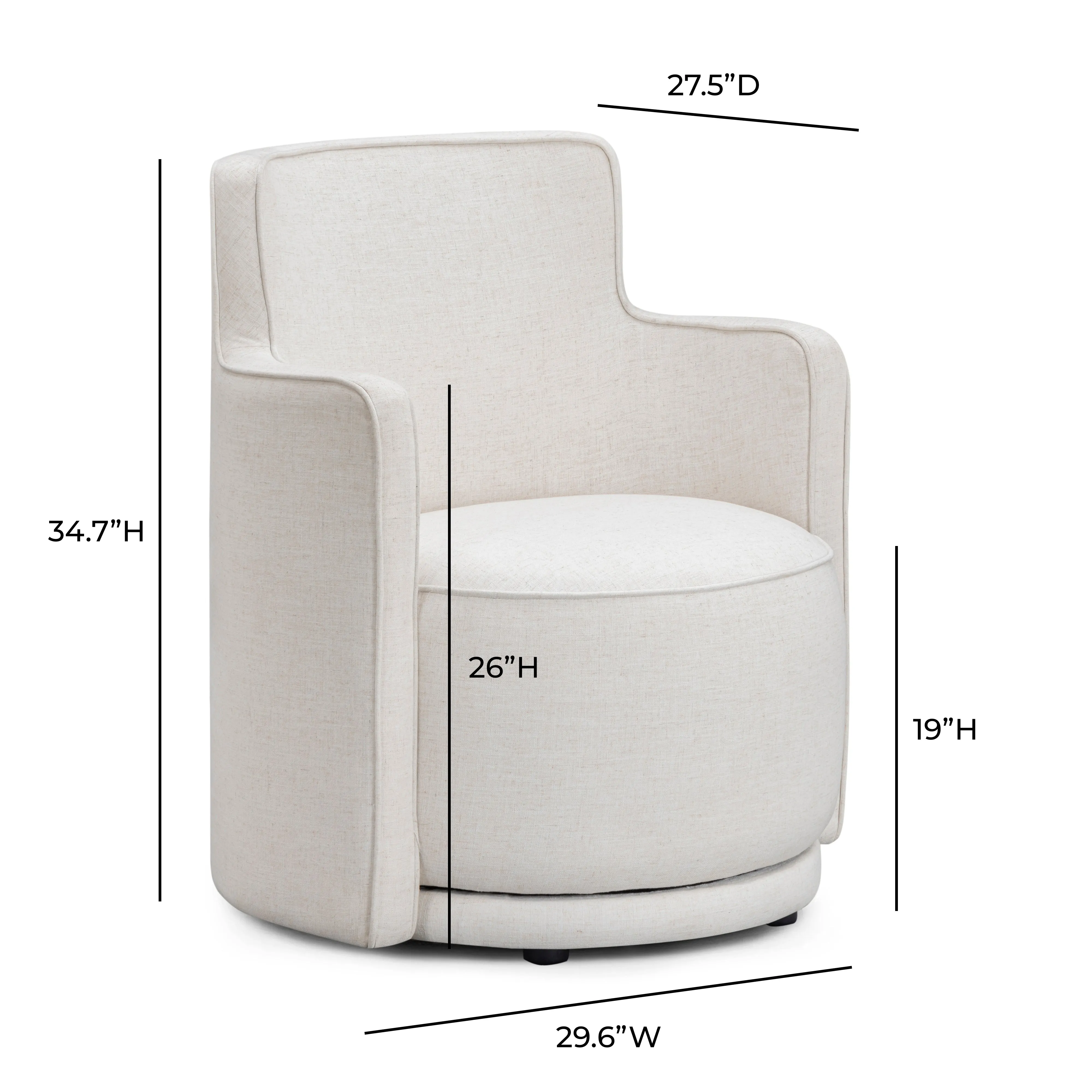 Passe Cream Upcycled Performance Linen Swivel Chair - Image 6