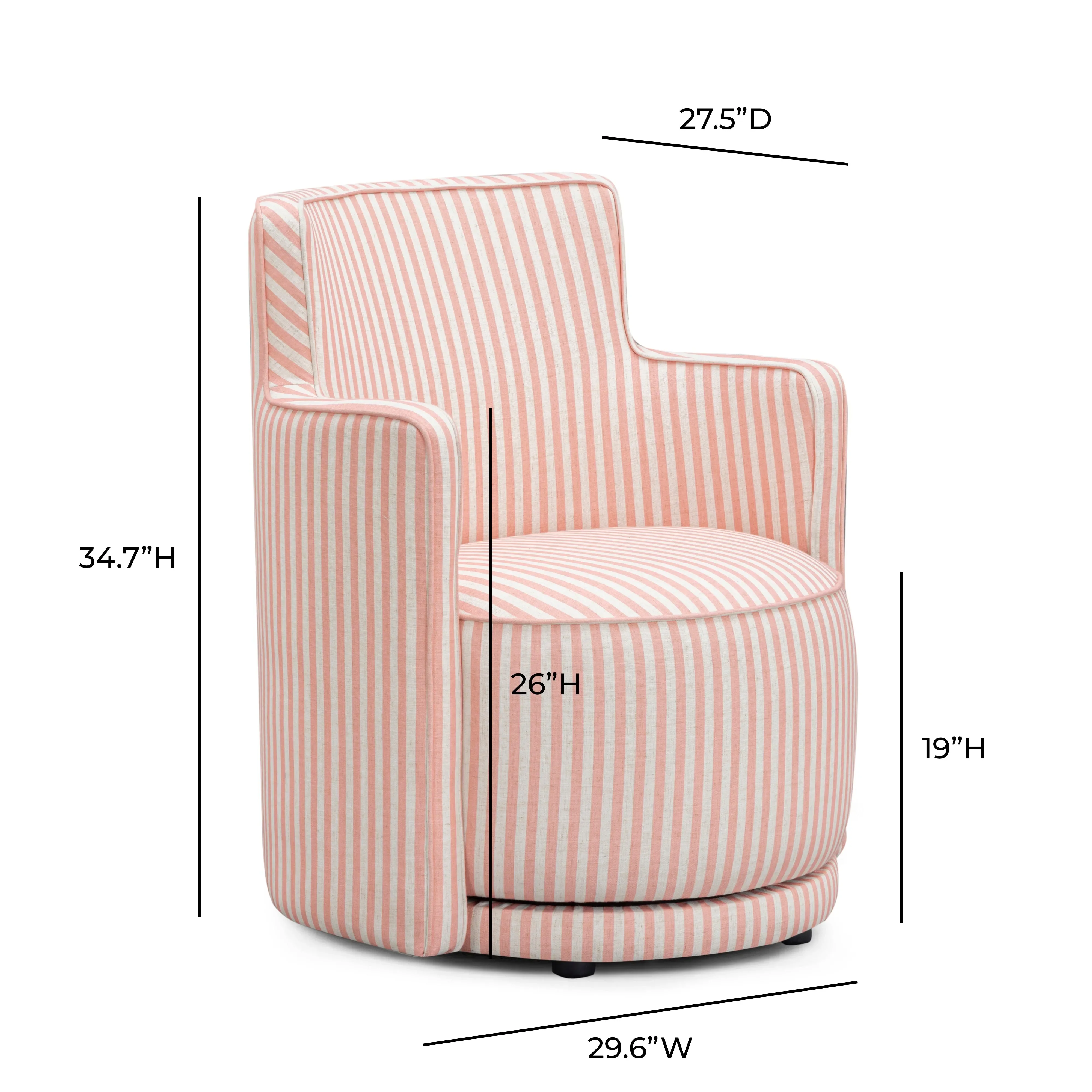 Passe Striped Linen Swivel Chair - Image 12