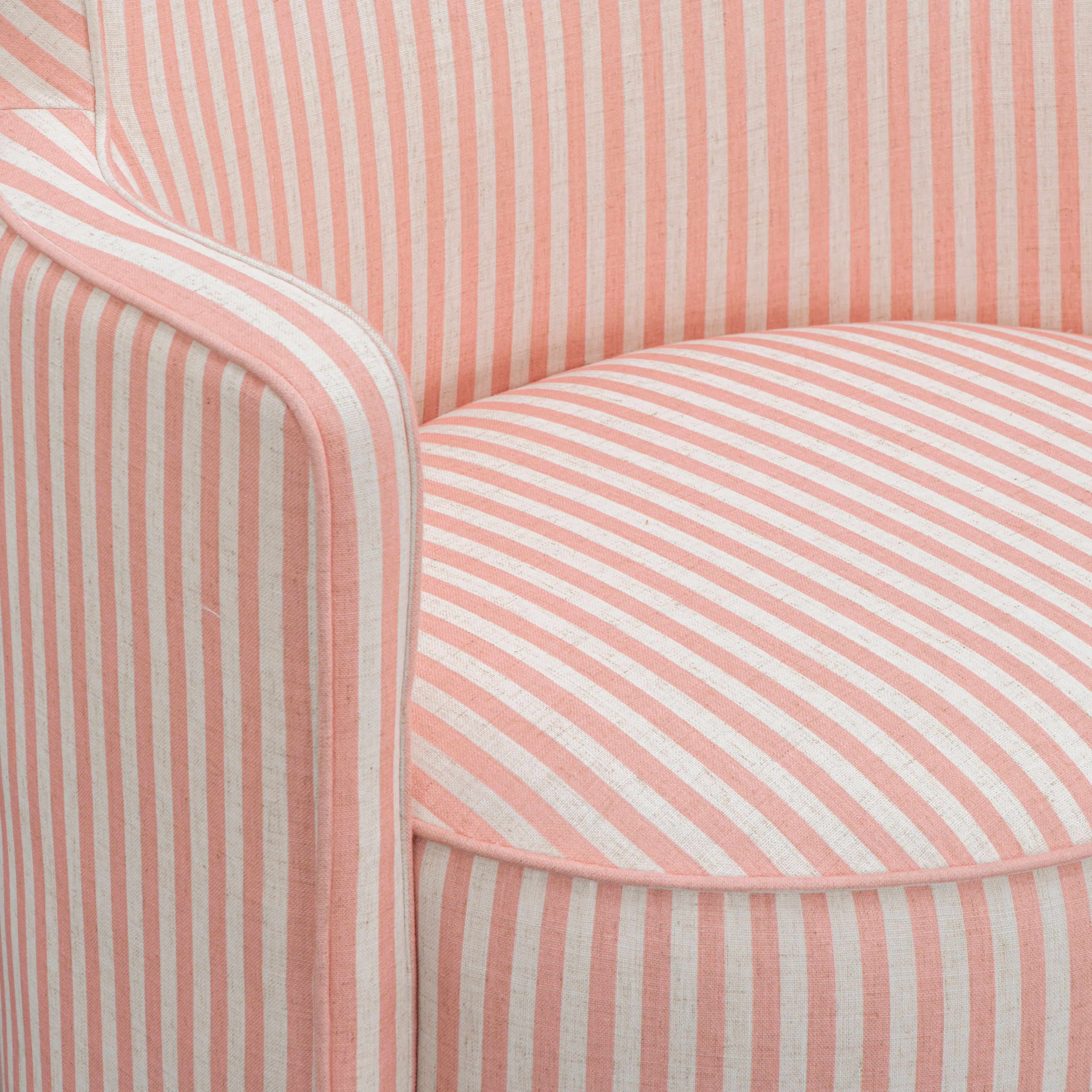 Passe Striped Linen Swivel Chair - Image 9
