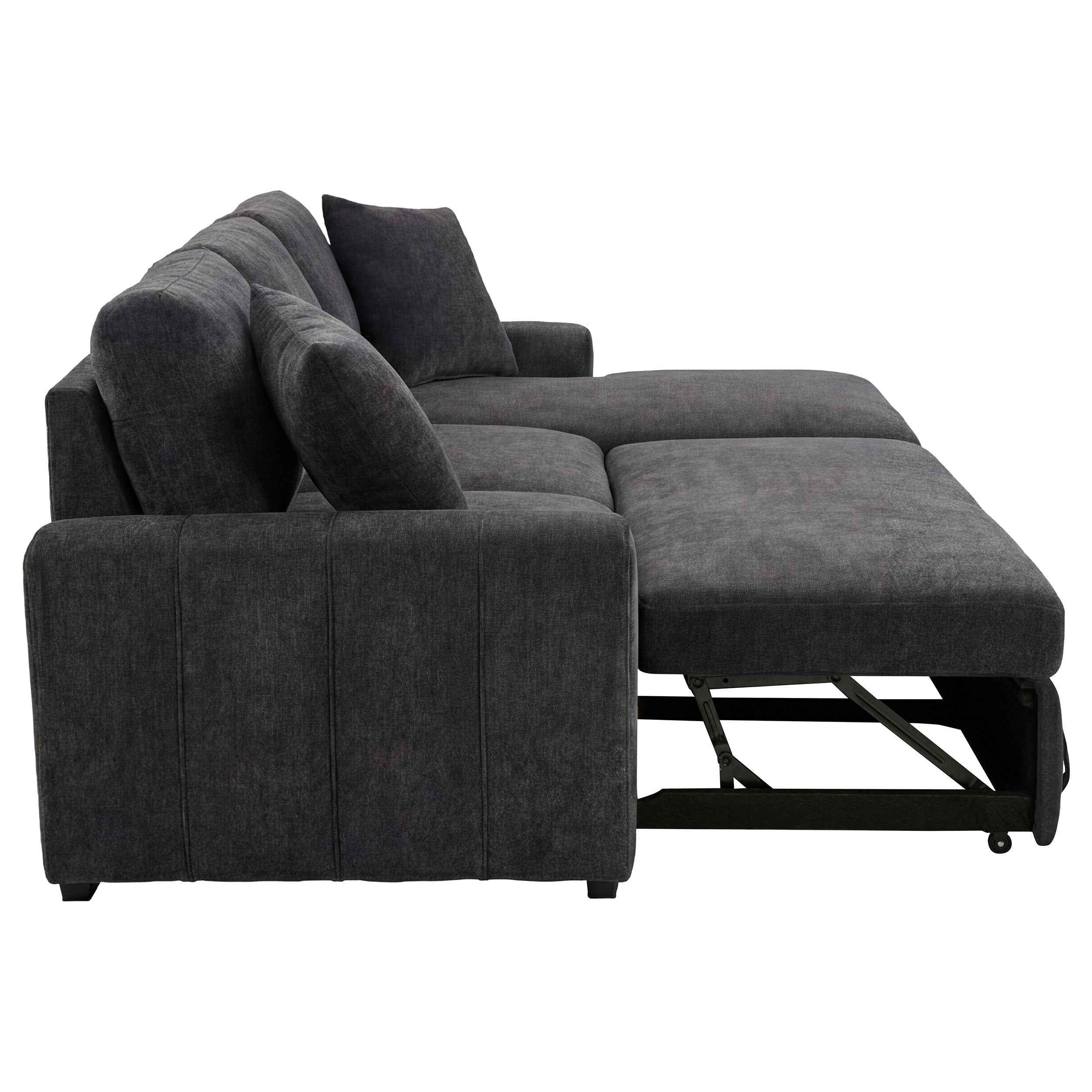 Pastrana Charcoal Grey Upholstered Sleeper Sectional Sofa RAF Chaise - Image 10