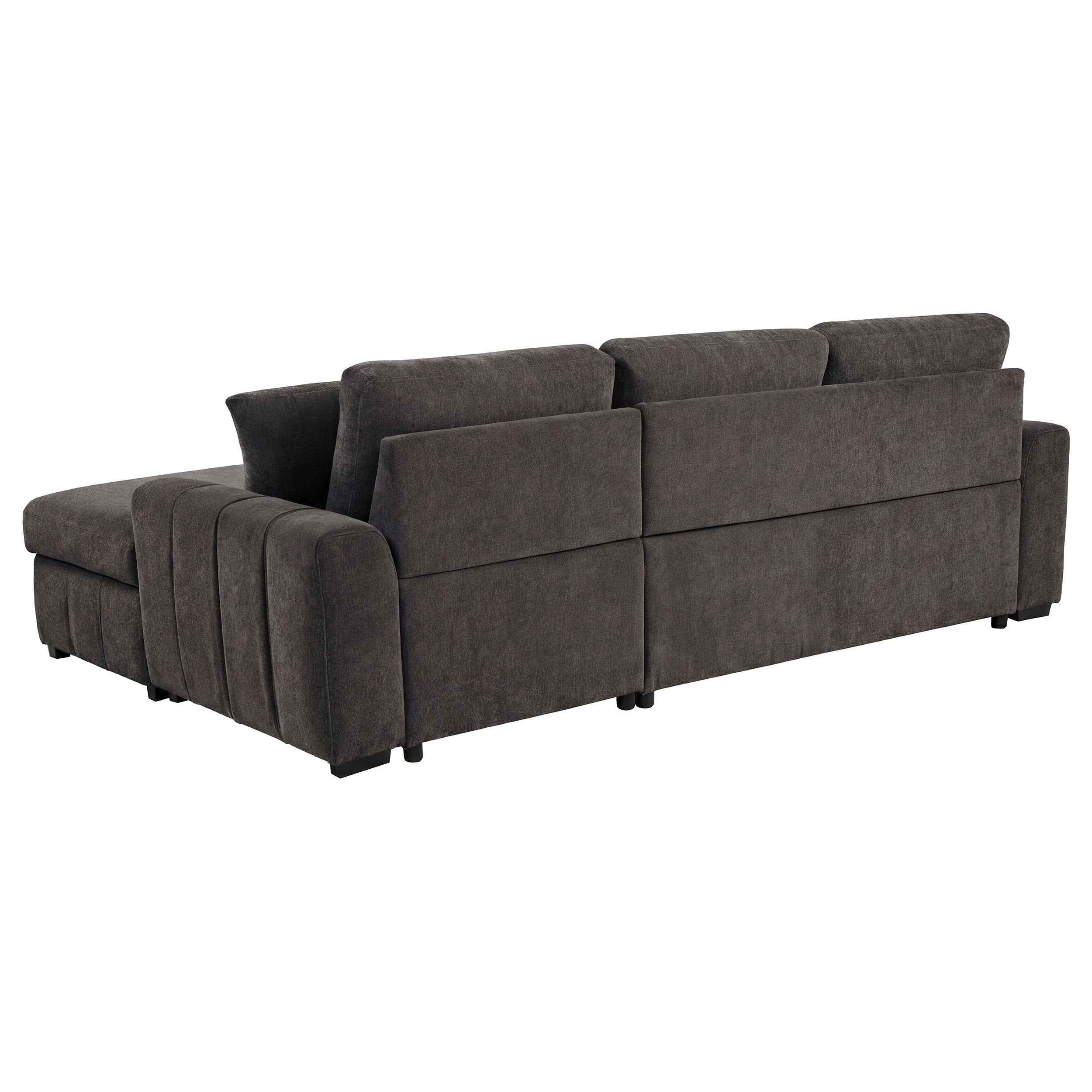 Pastrana Charcoal Grey Upholstered Sleeper Sectional Sofa RAF Chaise - Image 7