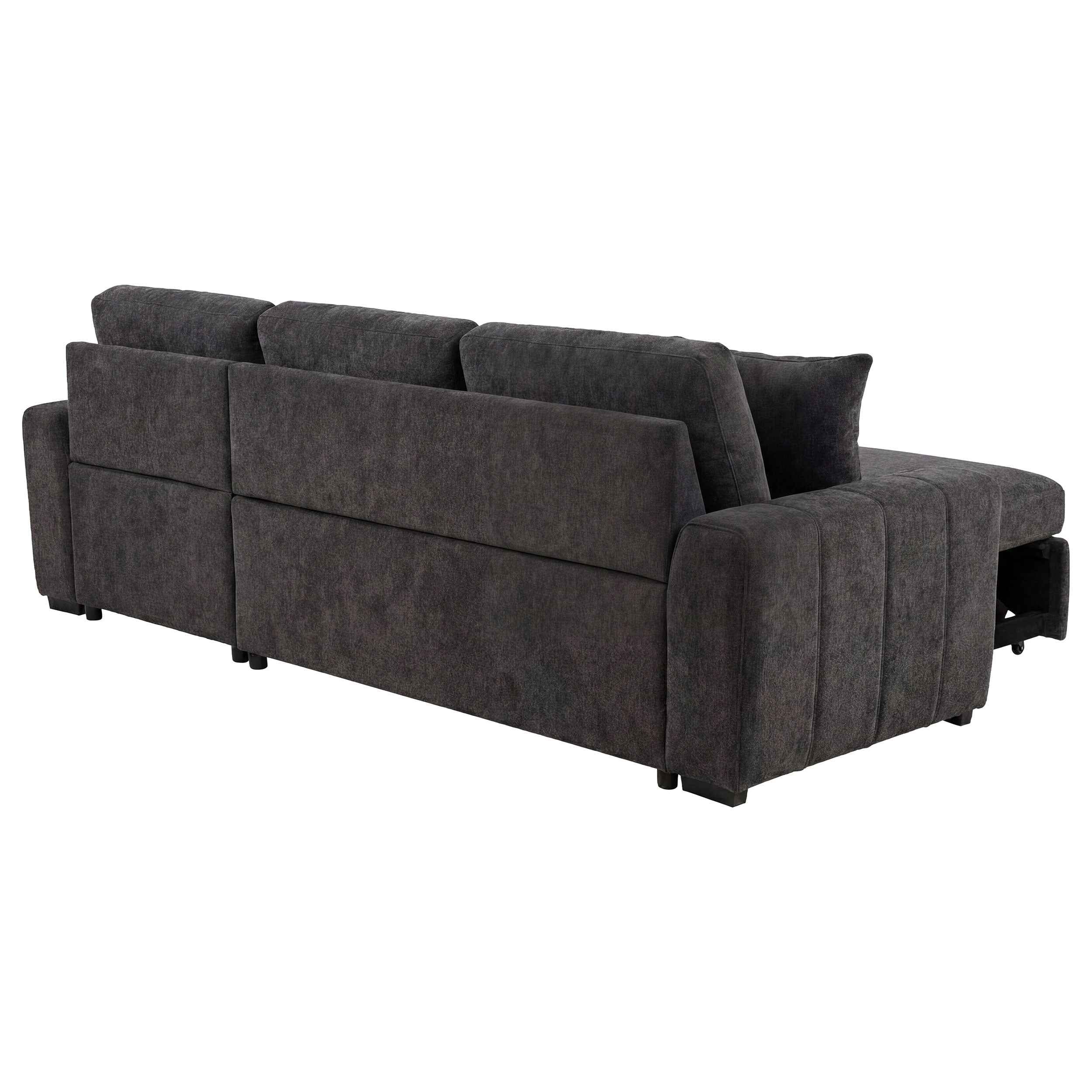 Pastrana Charcoal Grey Upholstered Sleeper Sectional Sofa RAF Chaise - Image 8