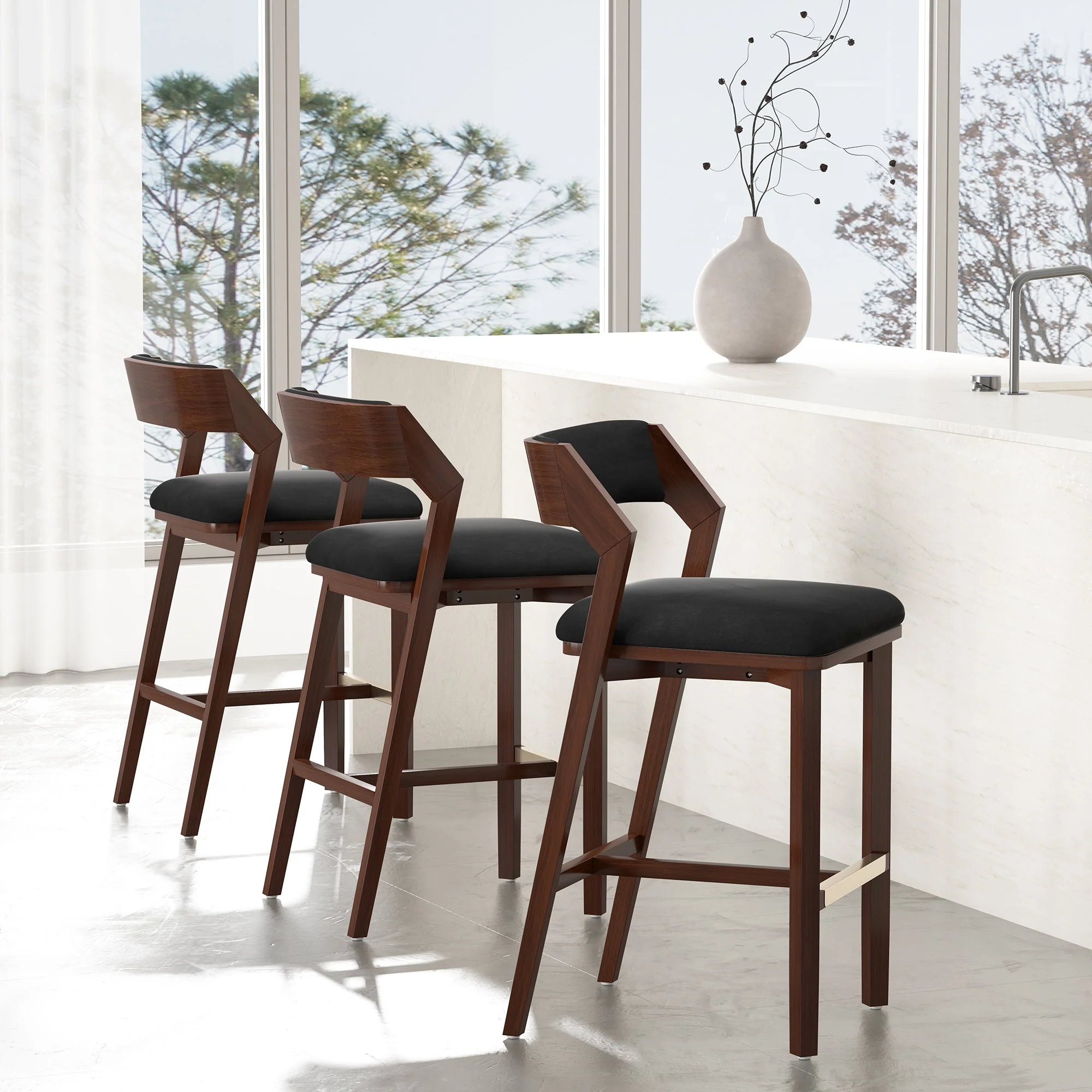 Patricia Barstool in Black (set of 3) - Image 2