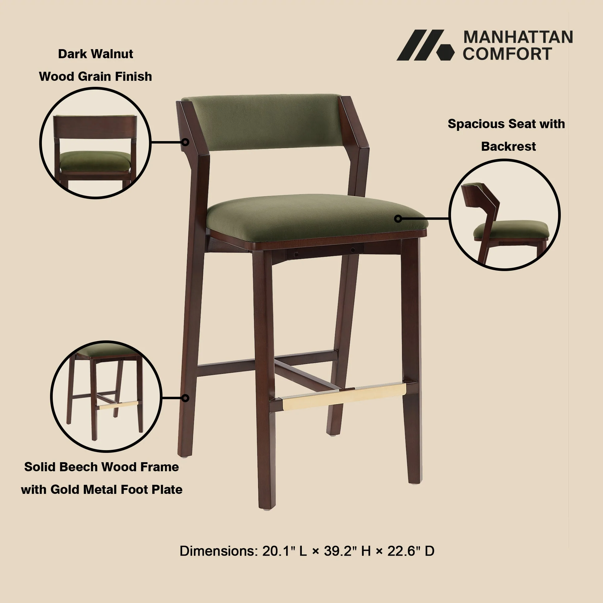 Patricia Barstool in Turtle Green - Image 4