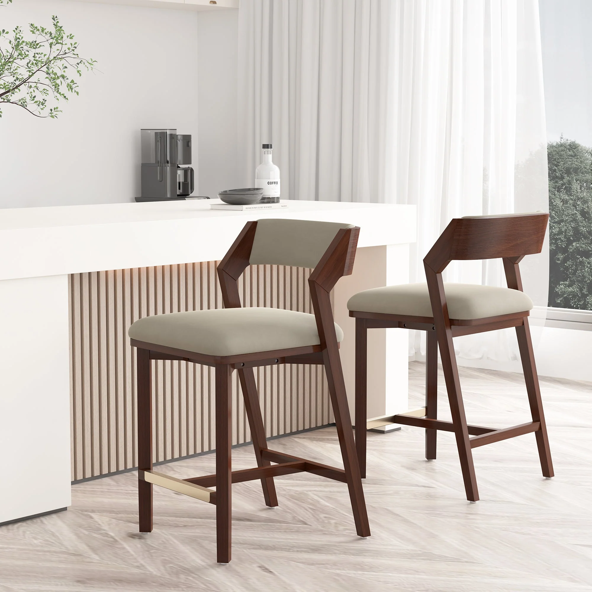Patricia Counter Stool in Linen (set of 2) - Image 2