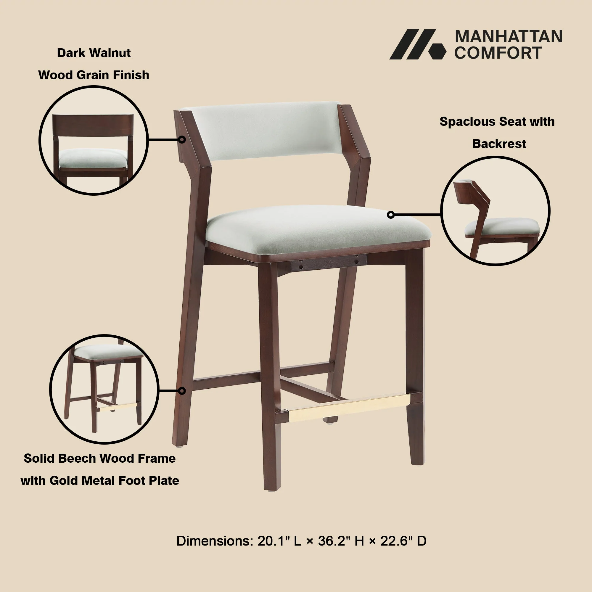 Patricia Counter Stool in White Glacier (set of 3) - Image 4
