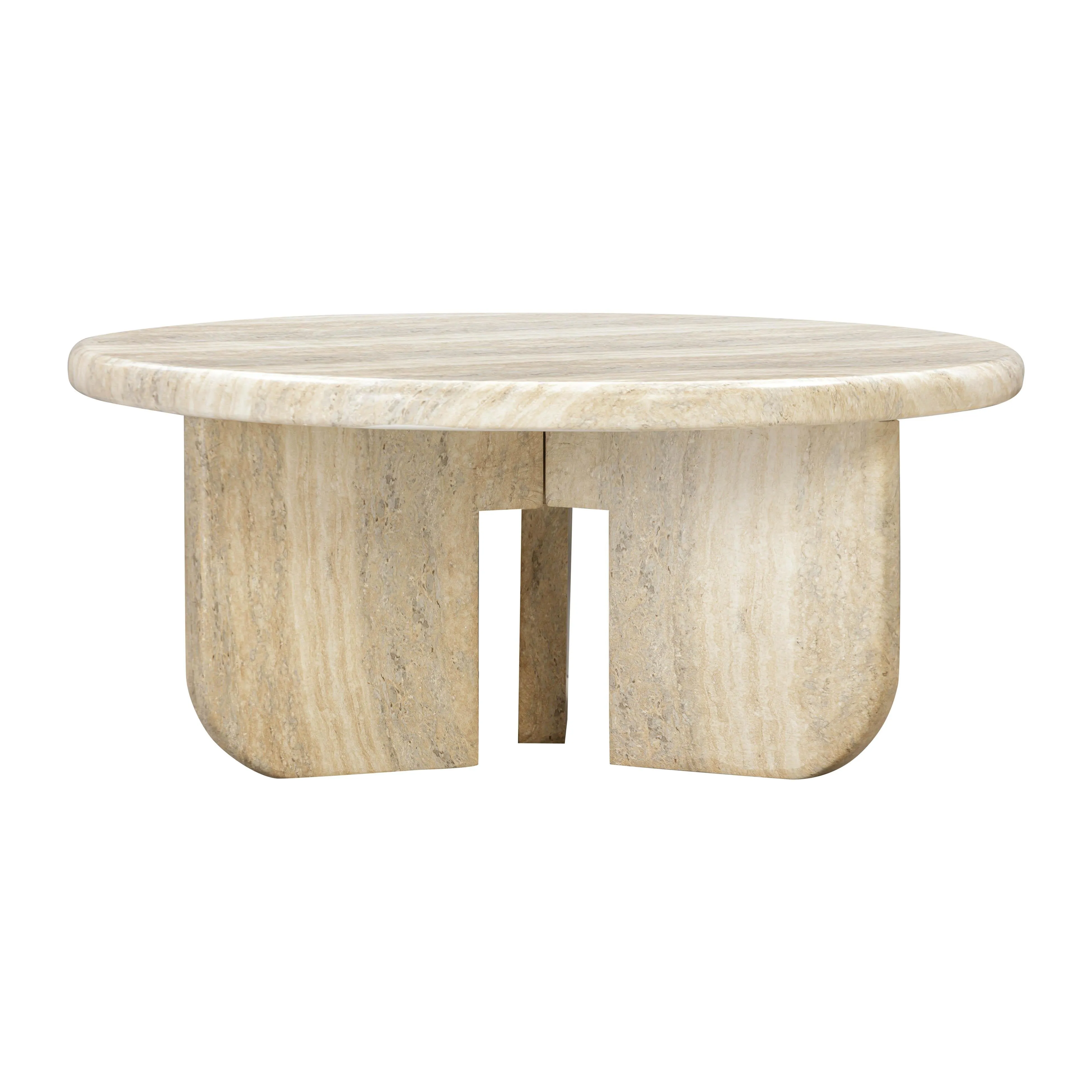 Patrizia Faux Travertine Concrete Indoor / Outdoor Round Coffee Table - Image 3
