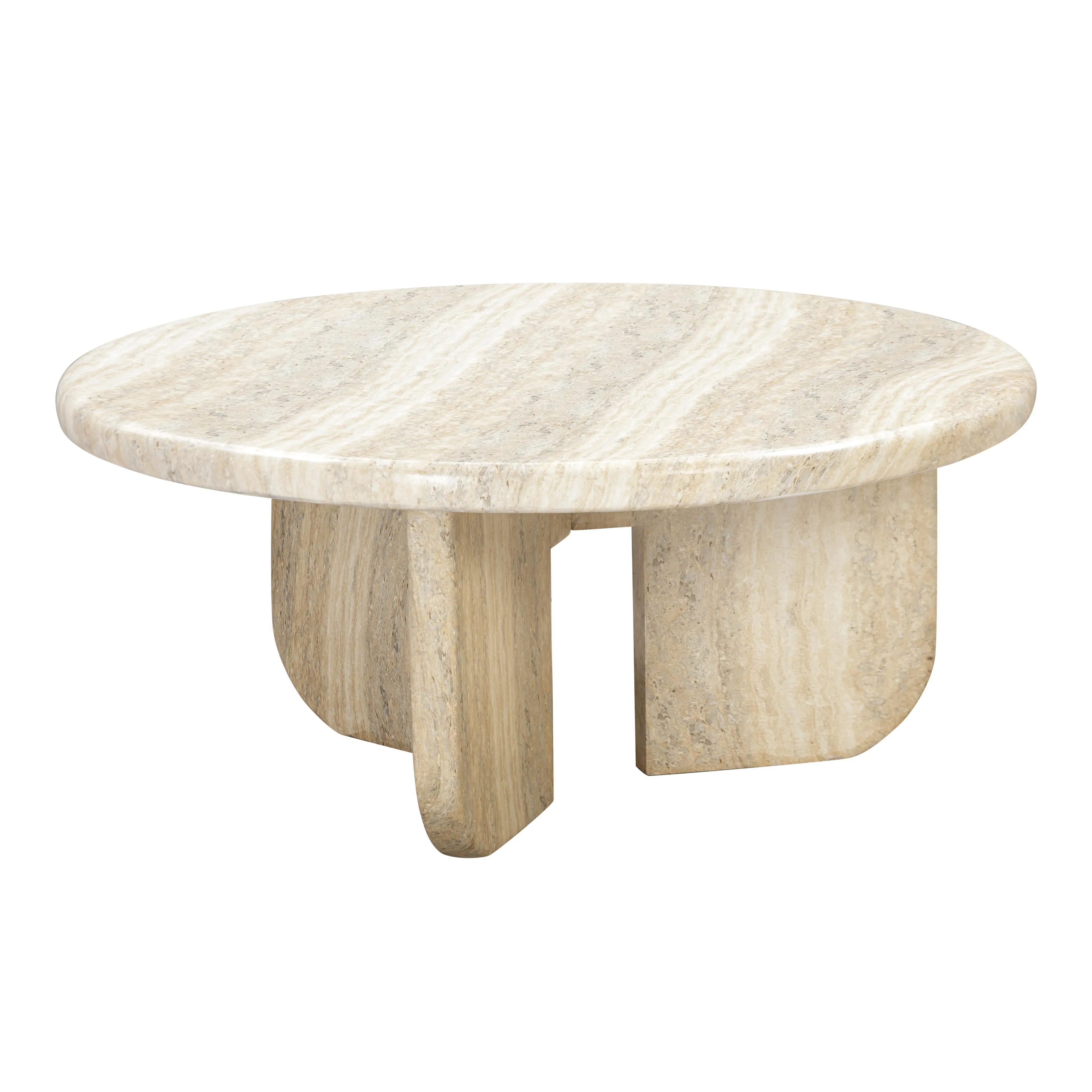 Patrizia Faux Travertine Concrete Indoor / Outdoor Round Coffee Table - Image 4