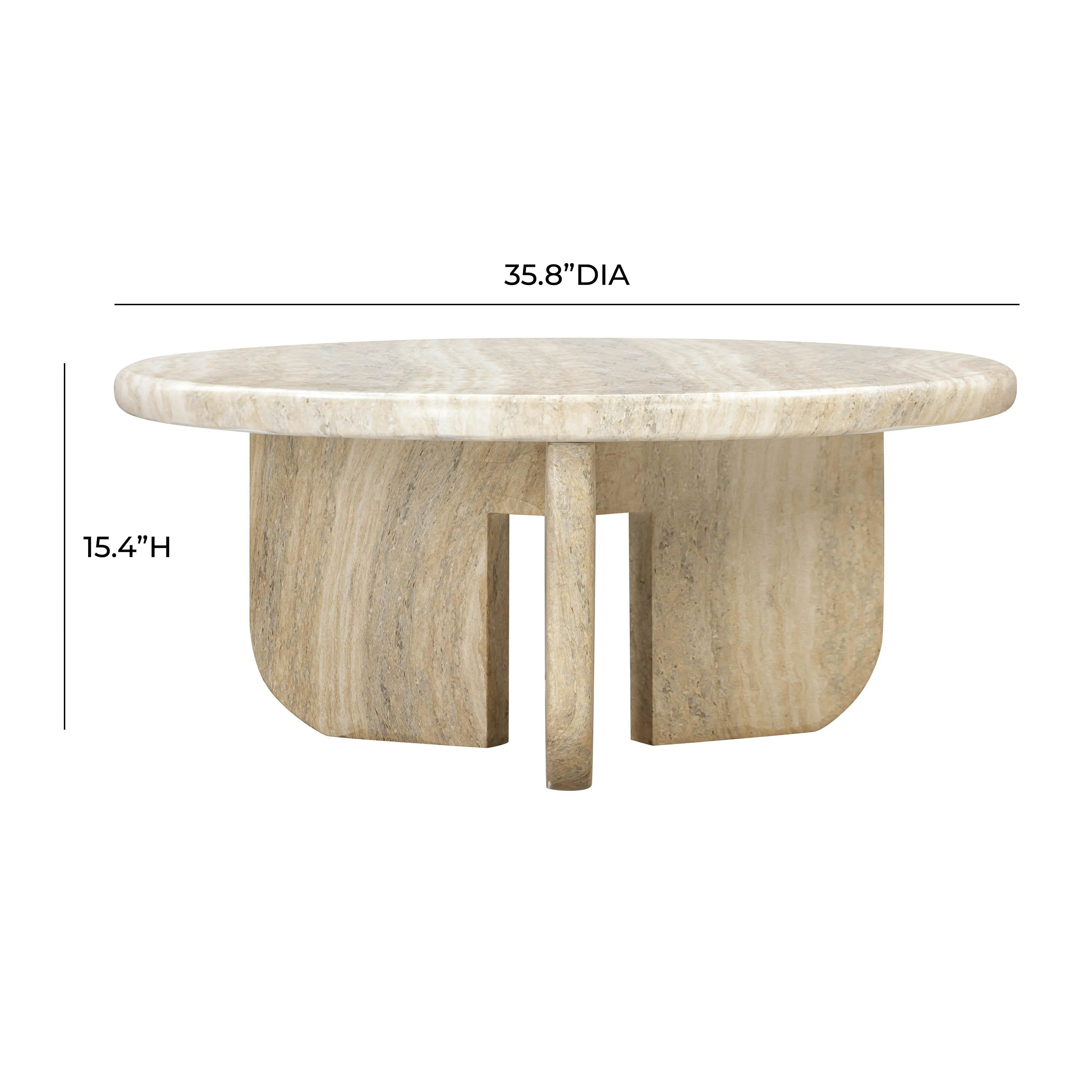 Patrizia Faux Travertine Concrete Indoor / Outdoor Round Coffee Table - Image 8