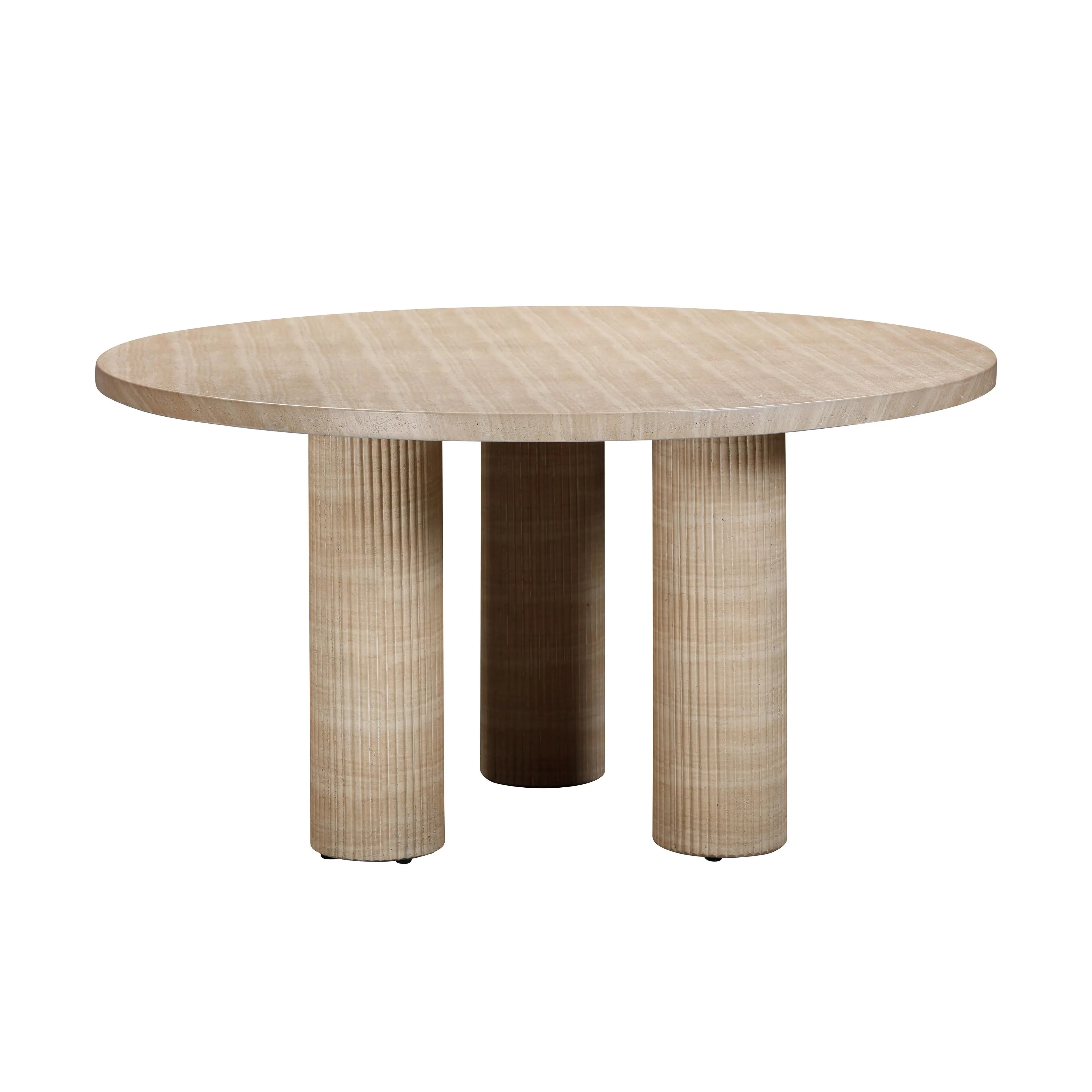Patti Textured Faux Travertine Indoor / Outdoor 55" Round Dining Table - Image 4