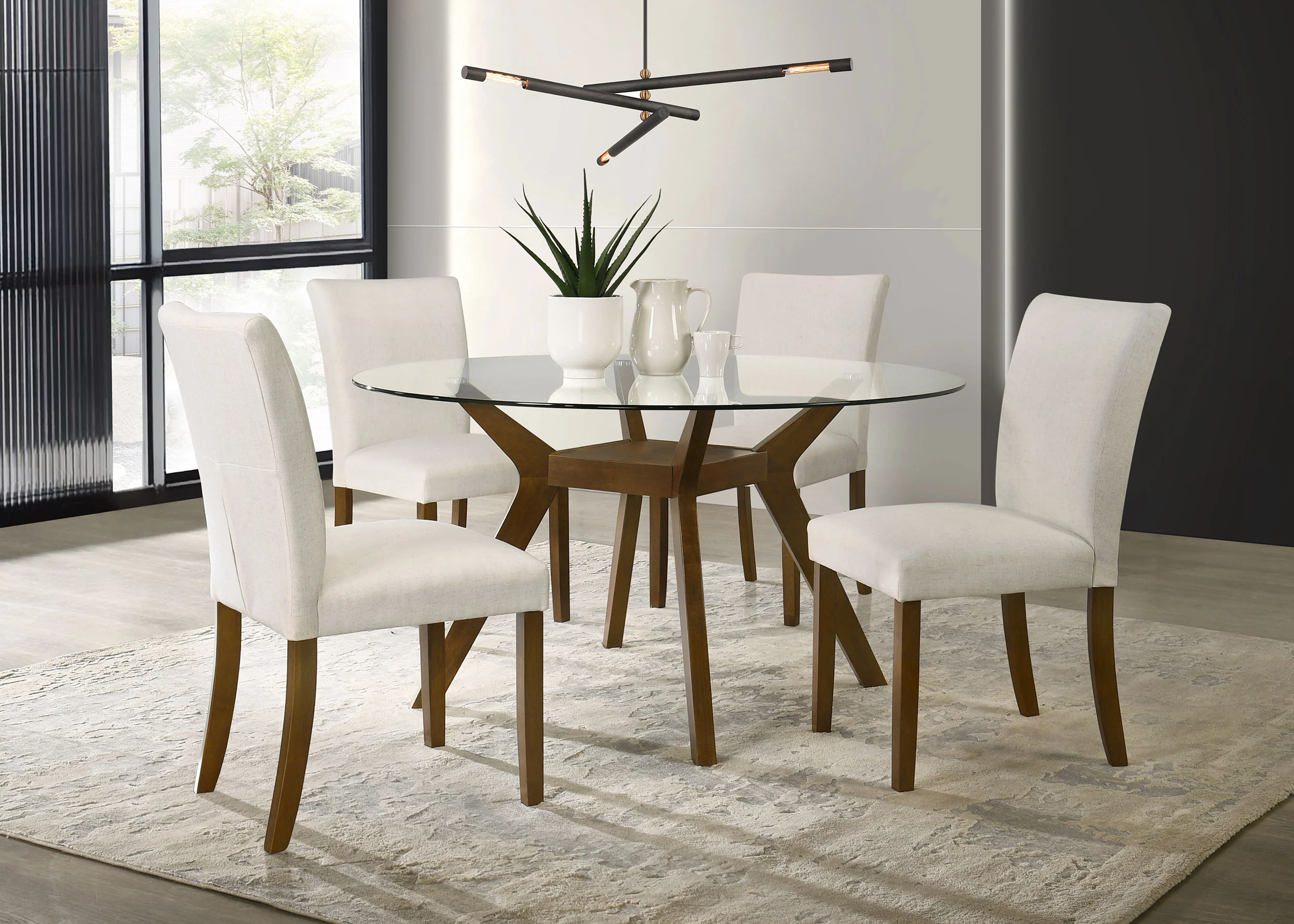 Paxton Brown Round 48-inch Glass Top Wood Dining Table - Image 7