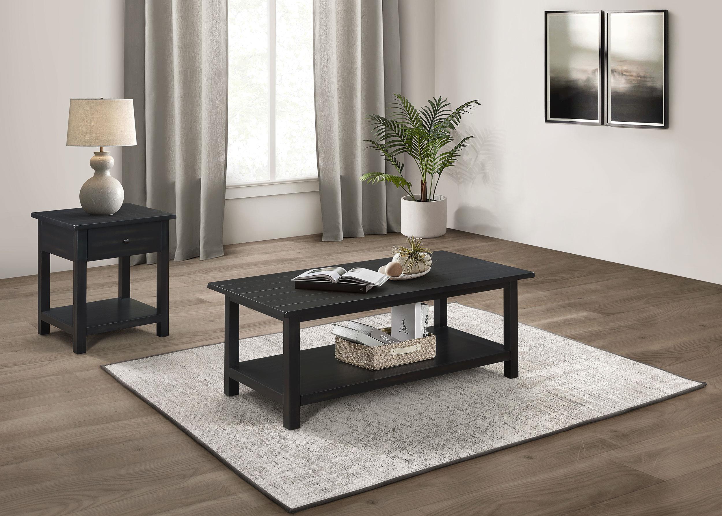 Payne Distressed Java 2-Piece Coffee and 1-Drawer End Table Set