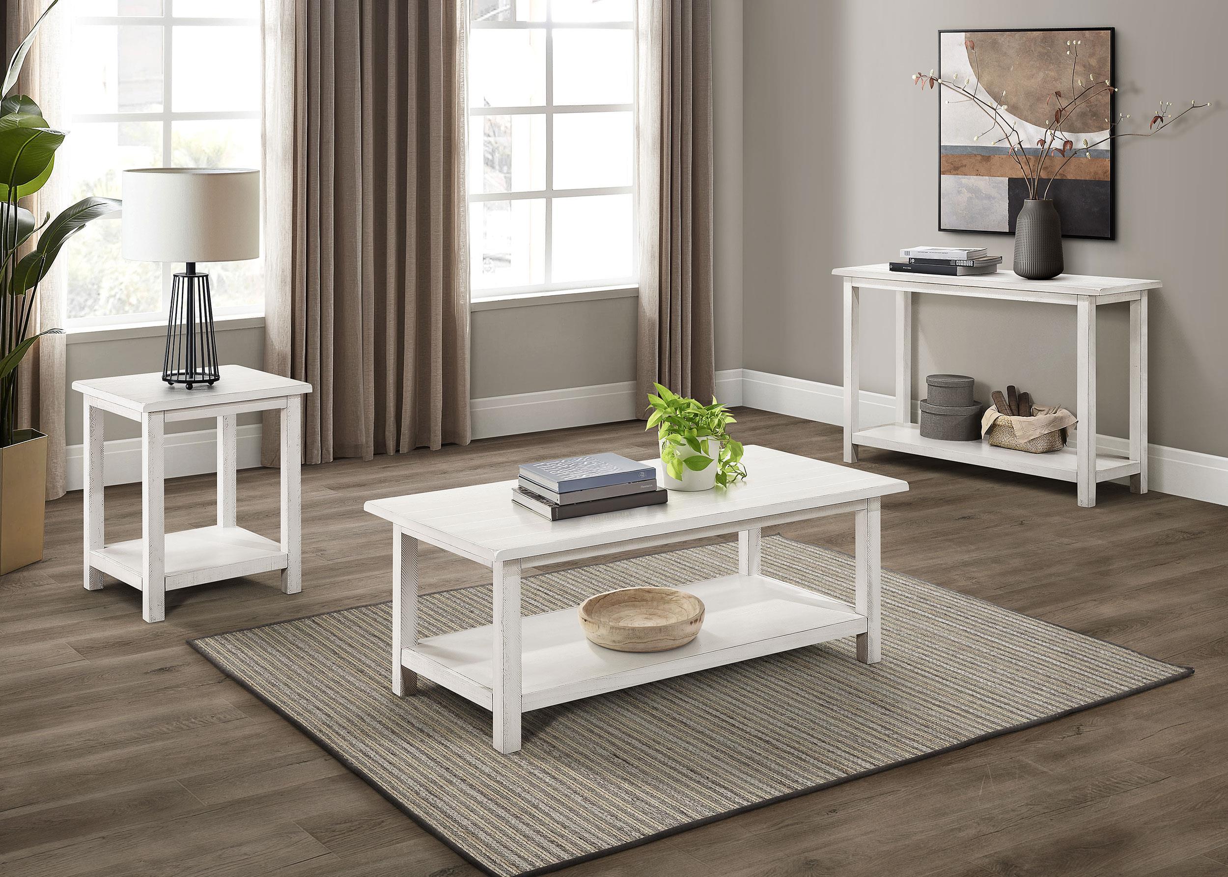 Payne Wood Coffee Table with Shelf White - Image 2