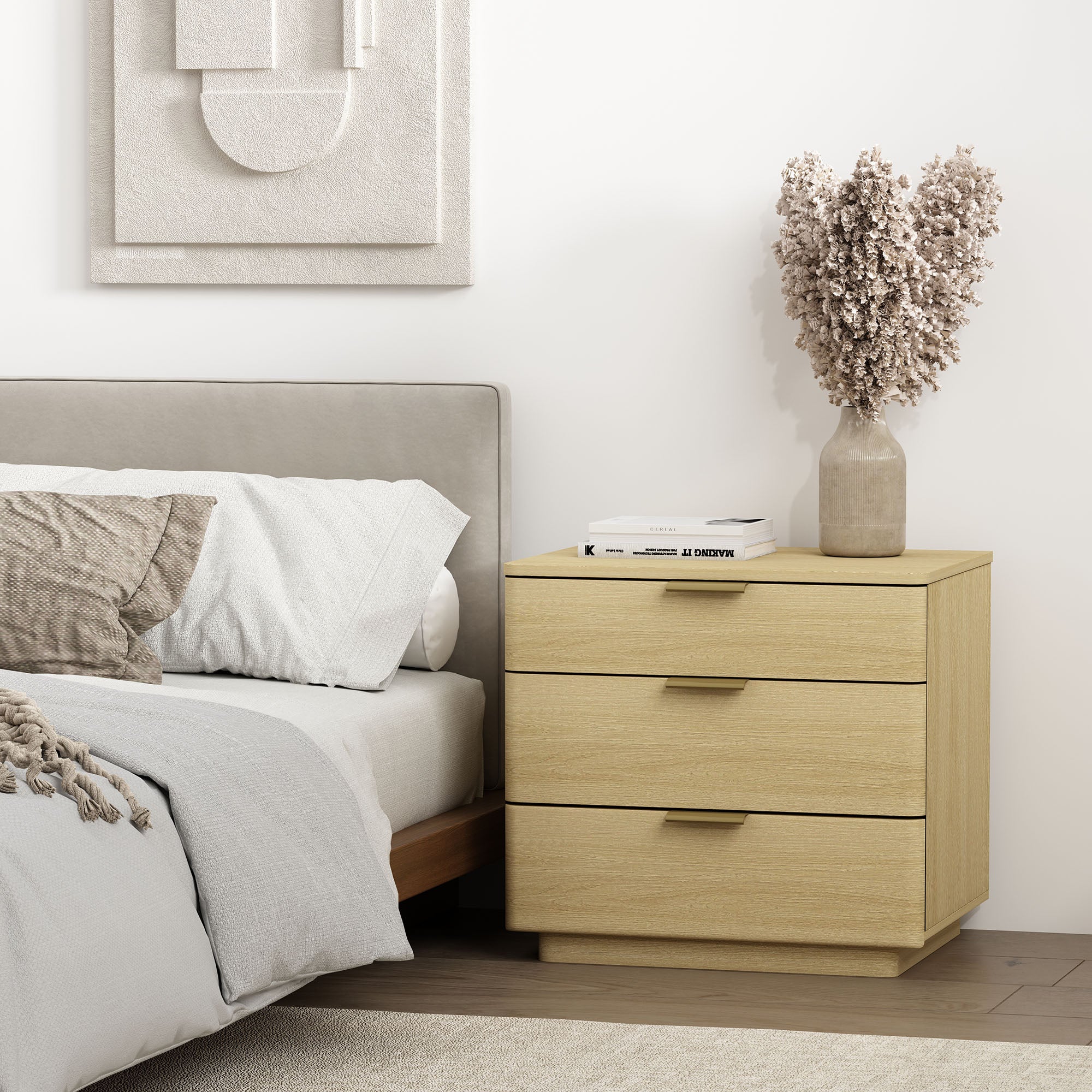 Payton Nightstand in Natural Oak and Gold - Image 2