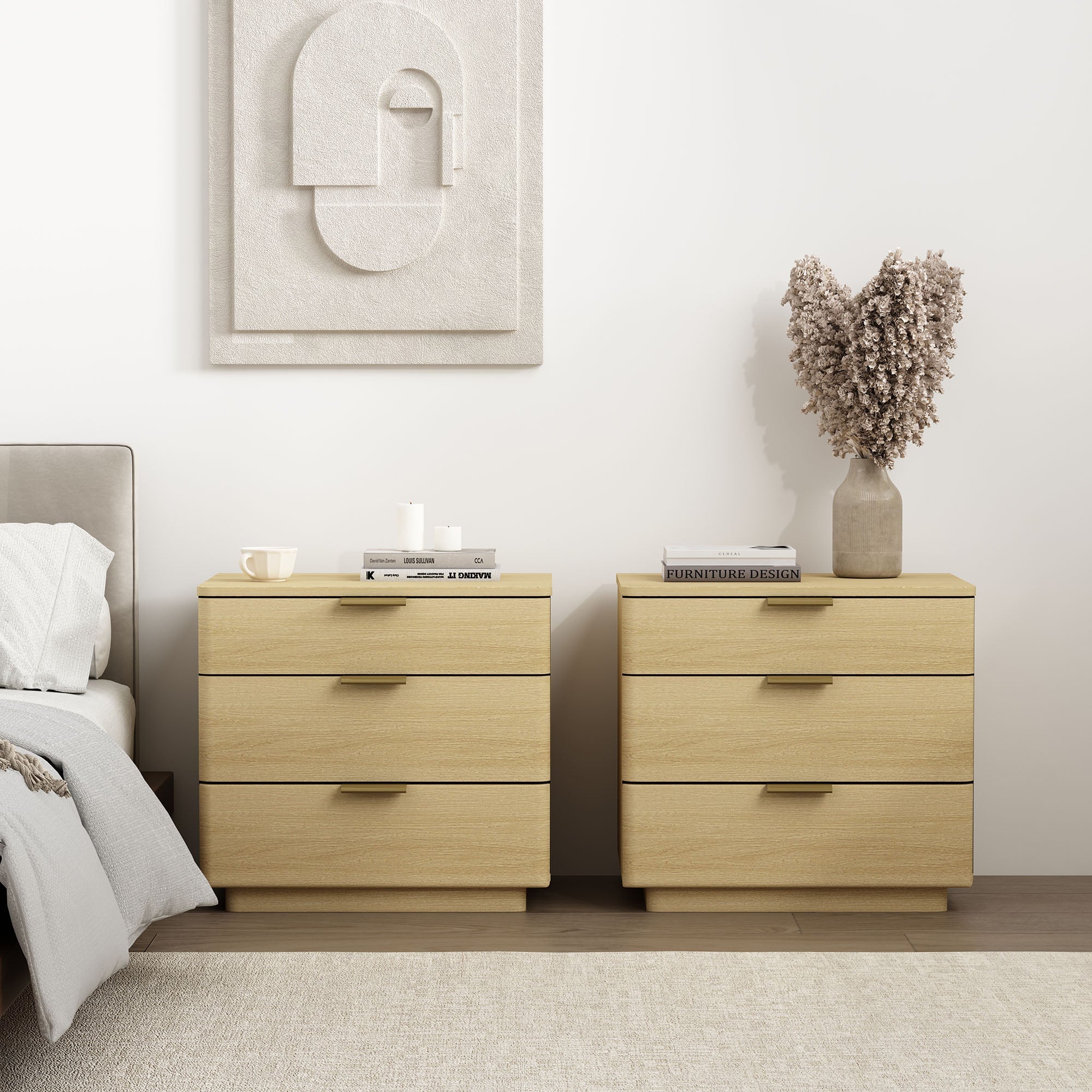 Payton Nightstand in Natural Oak and Gold (set of 2) - Image 2