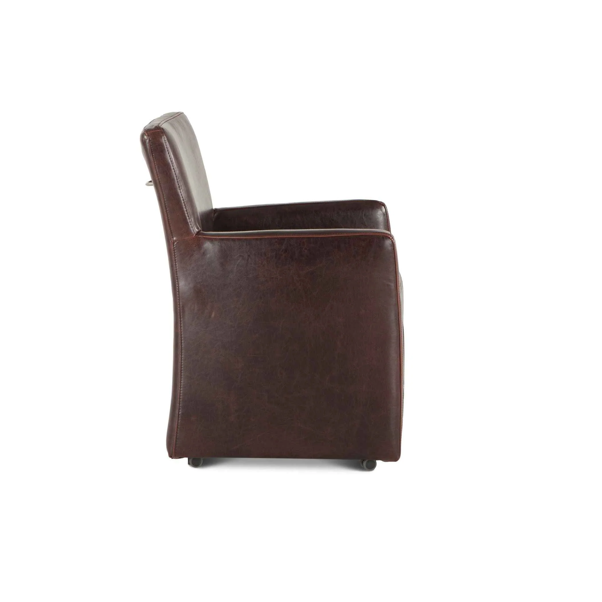 Peabody 25" Wheeled Armchair in Brown Leather - Image 3
