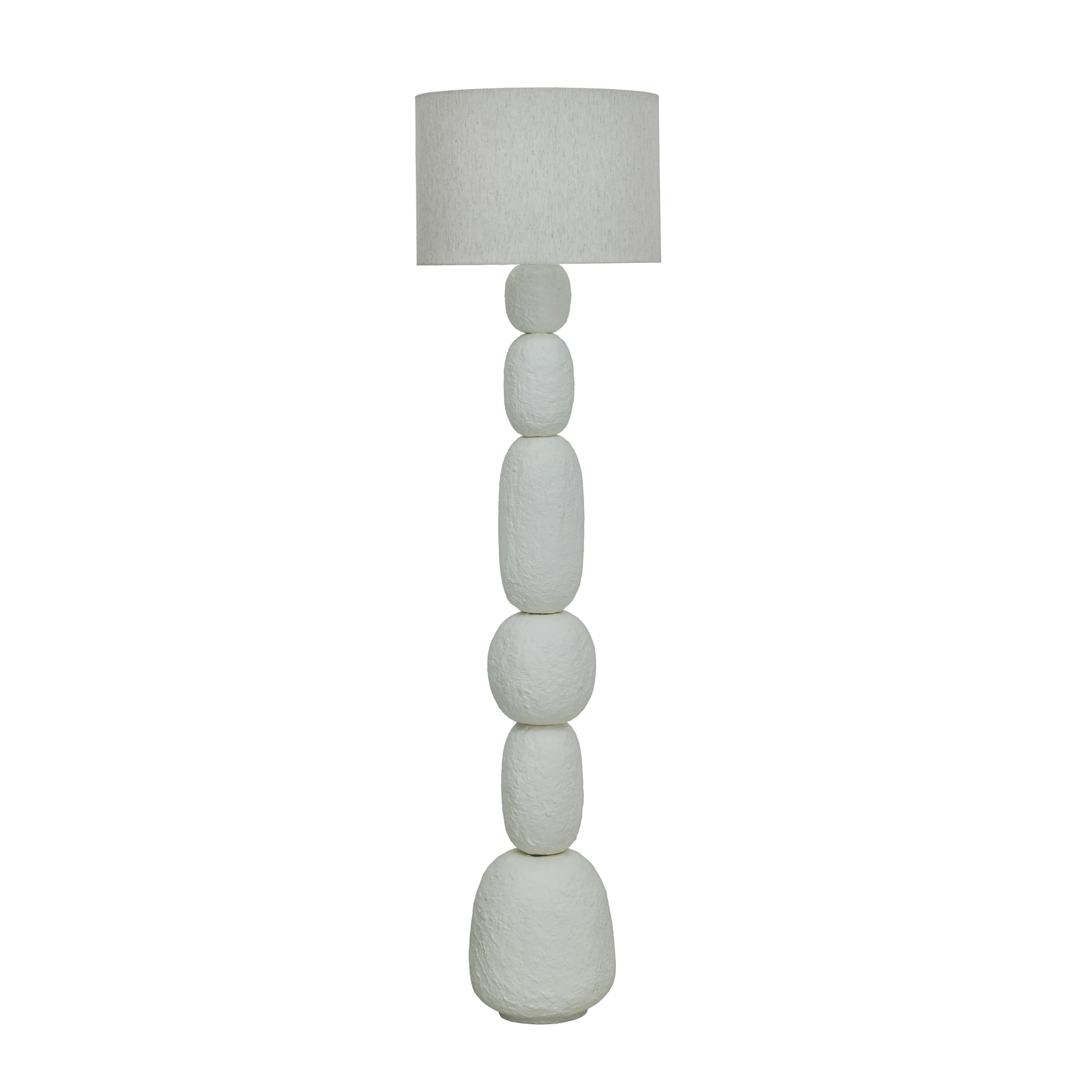 Pebble Cream Papier Mache Floor Lamp