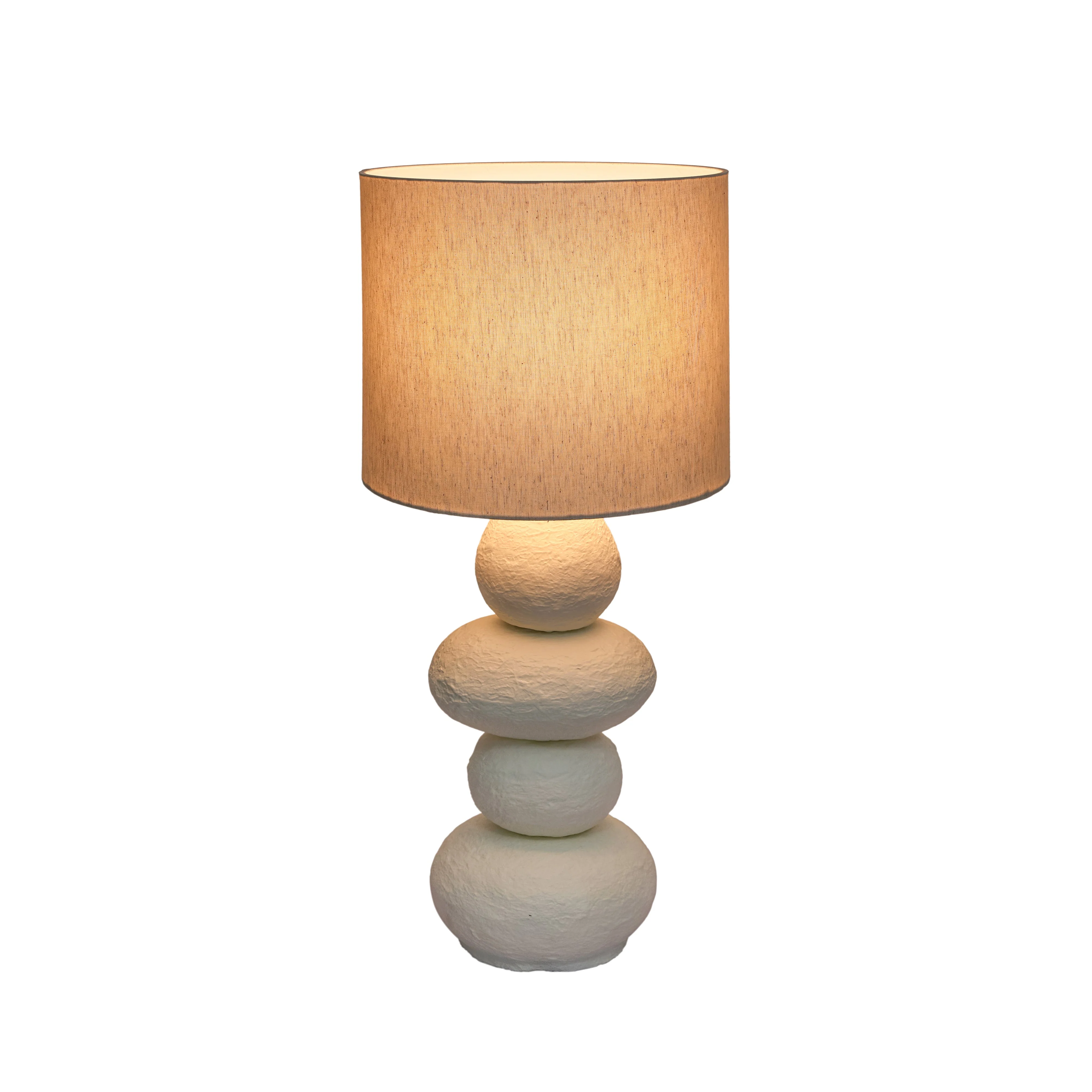 Pebble Cream Papier Mache Table Lamp - Image 4