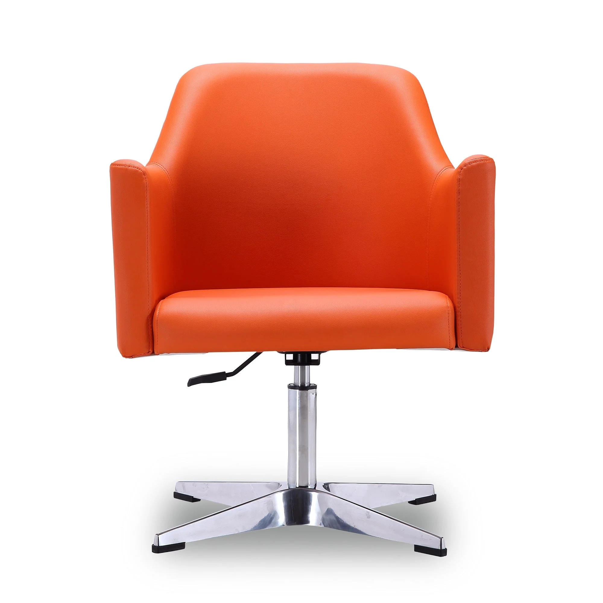 Pelo Adjustable Height Swivel Accent Chair in Orange and Polished Chrome (set of 2) - Image 4