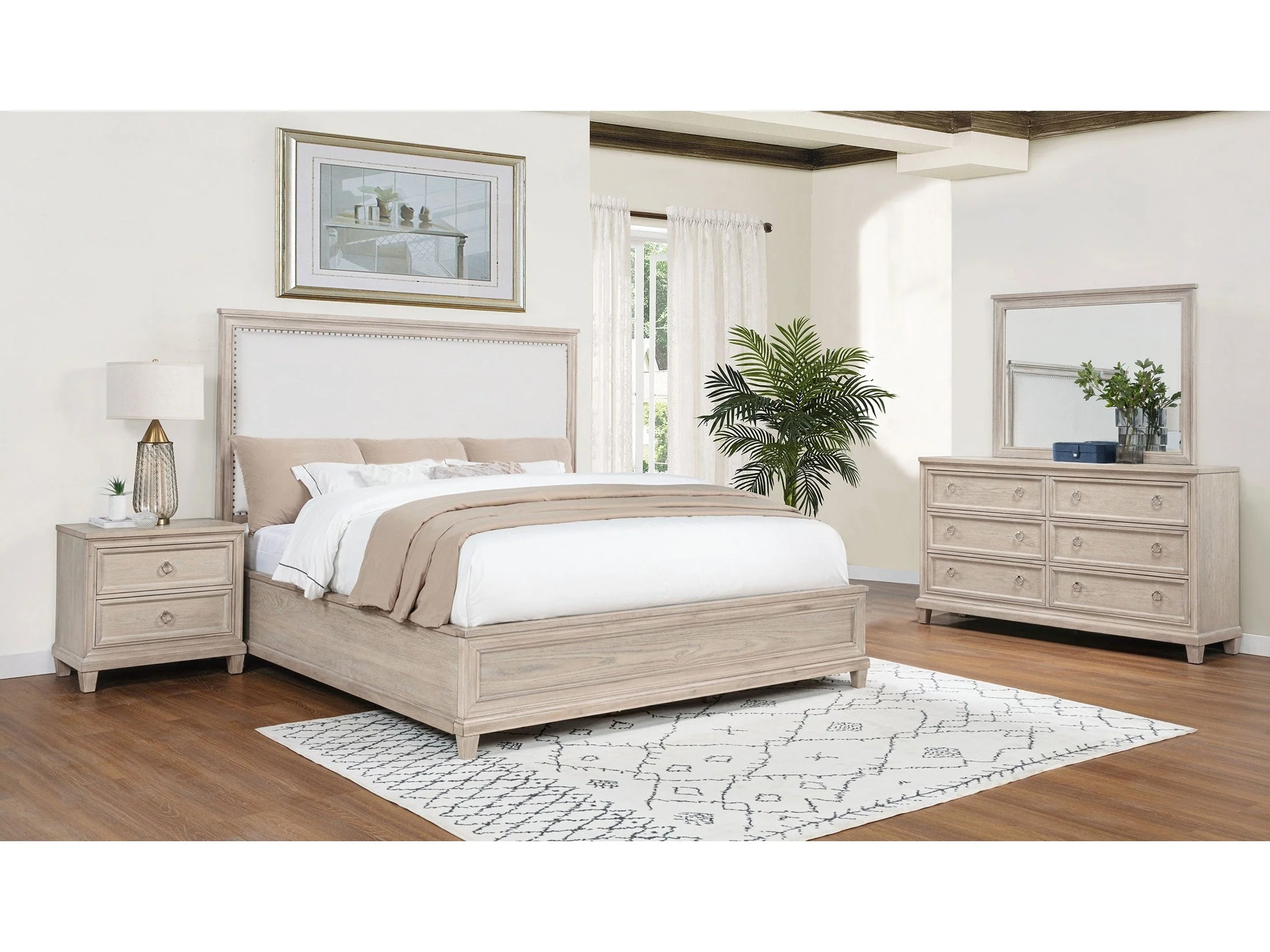 Pembroke Washed Oak 4-piece Eastern King Bedroom Set