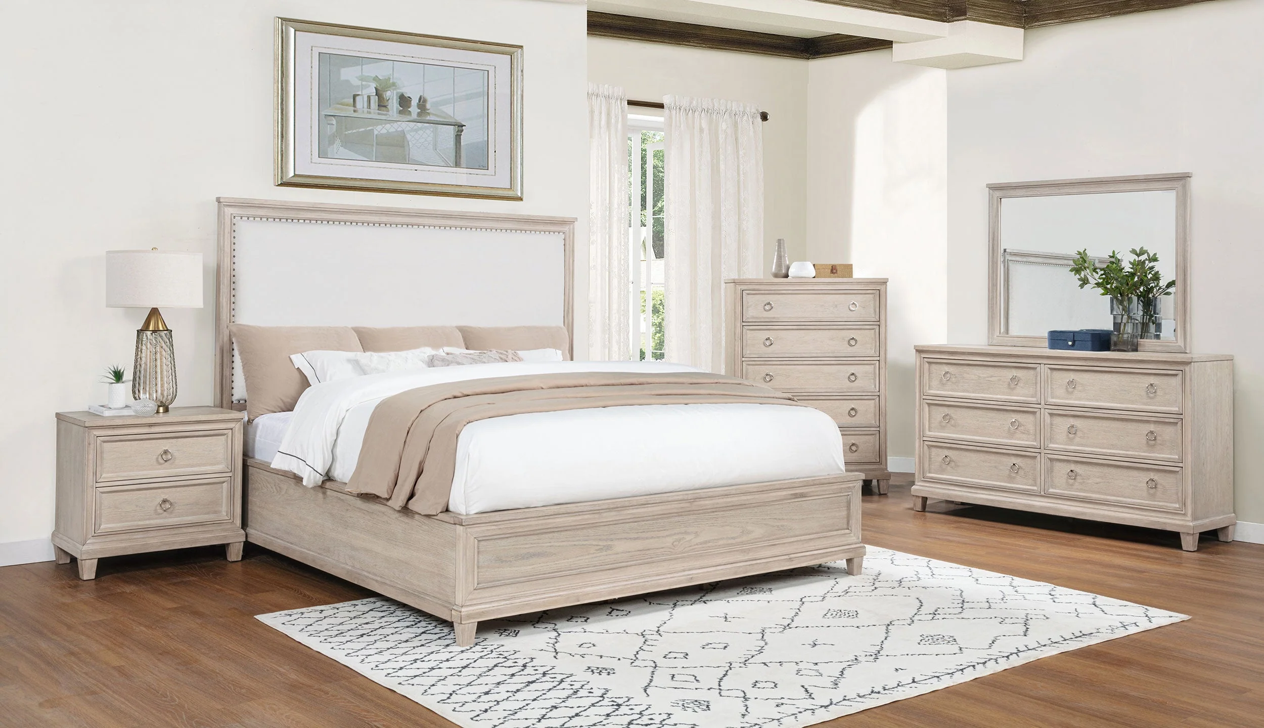 Pembroke Washed Oak 66-inch Queen Panel Bed - Image 11