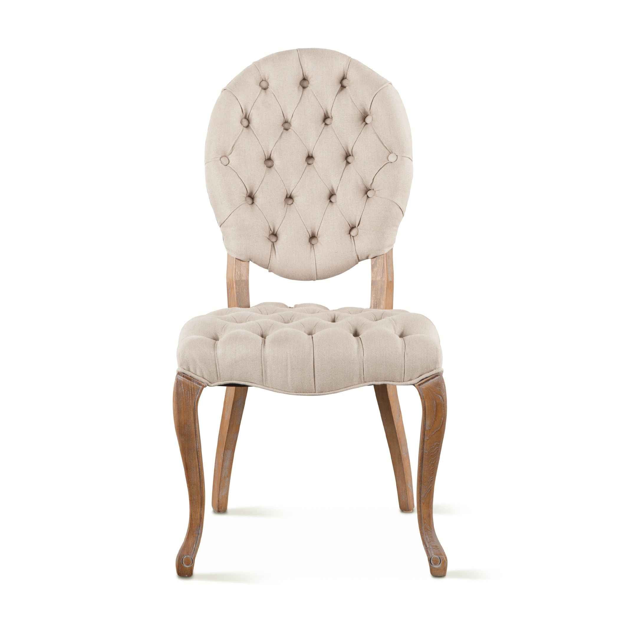 Penelope 21" Dining Chair in Beige Linen with Napoleon Legs, Set of 2 - Image 2