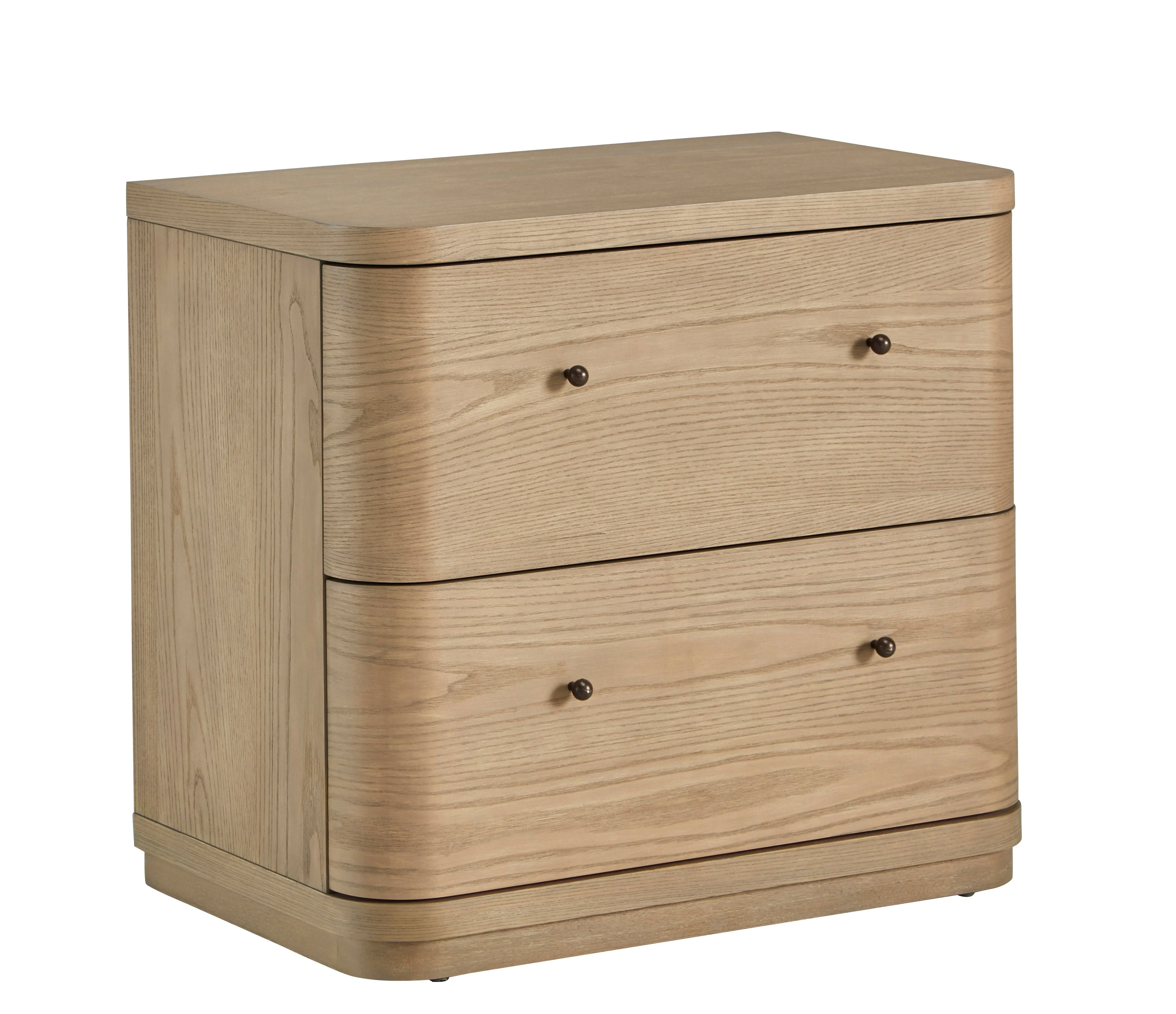 Penny Buff Cream Two Drawer White Ash Nightstand - Image 2