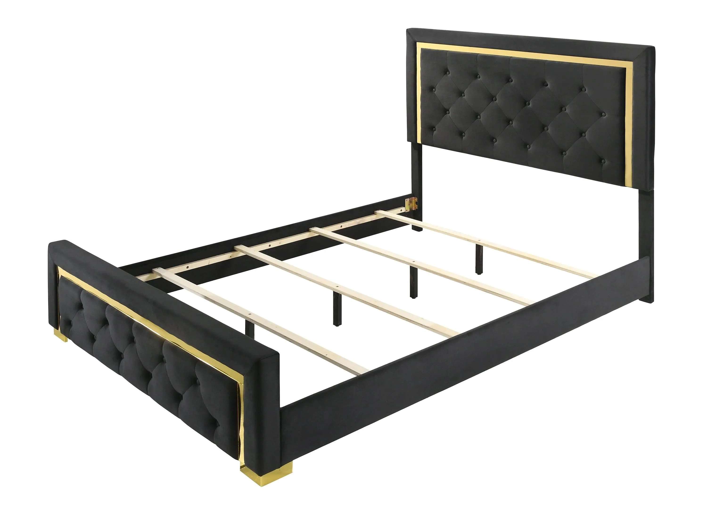 Pepe Black and Gold King Panel Upholstered Bed - Image 3
