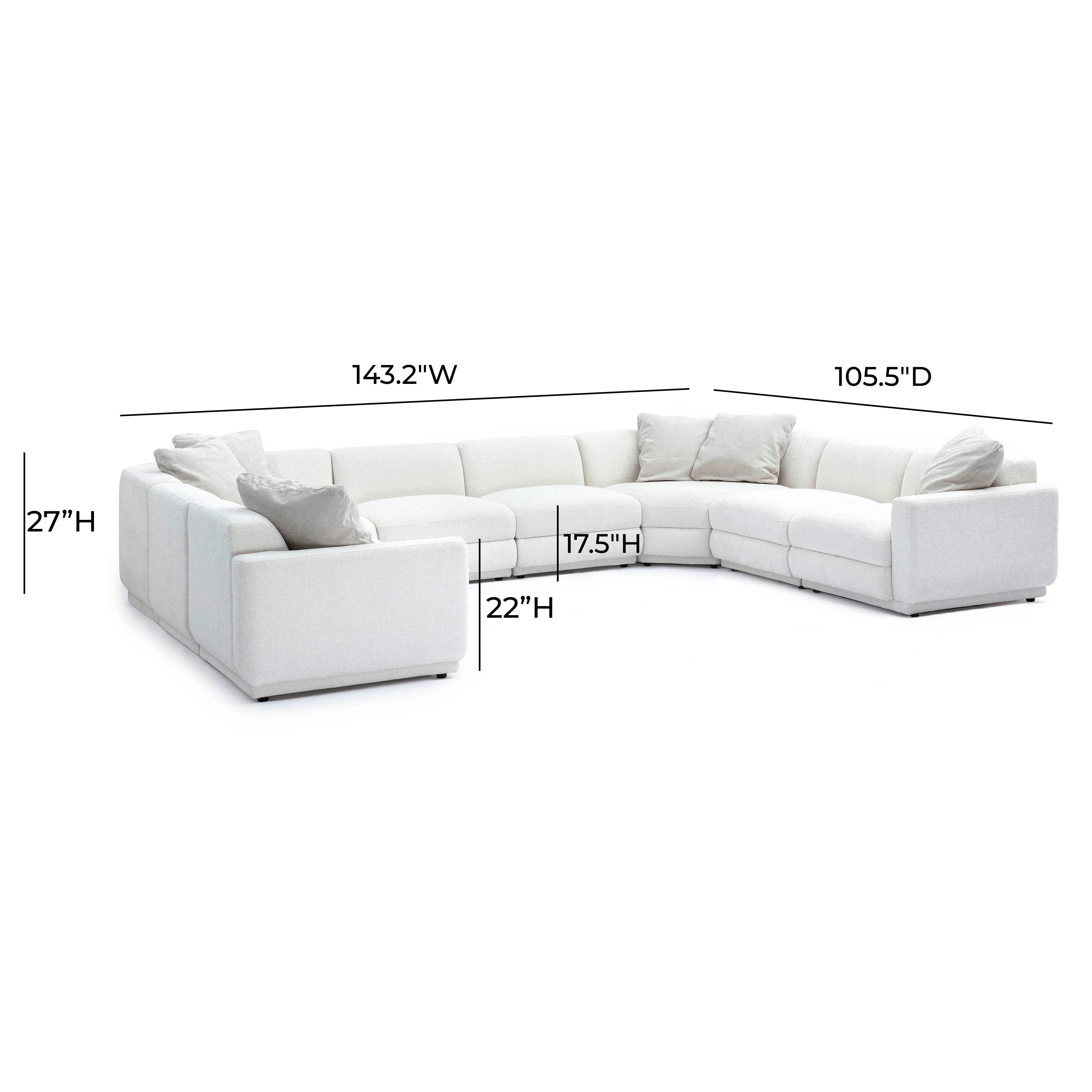 Perry 8-Piece Cream Chenille Modular Large U-Sectional - Image 6