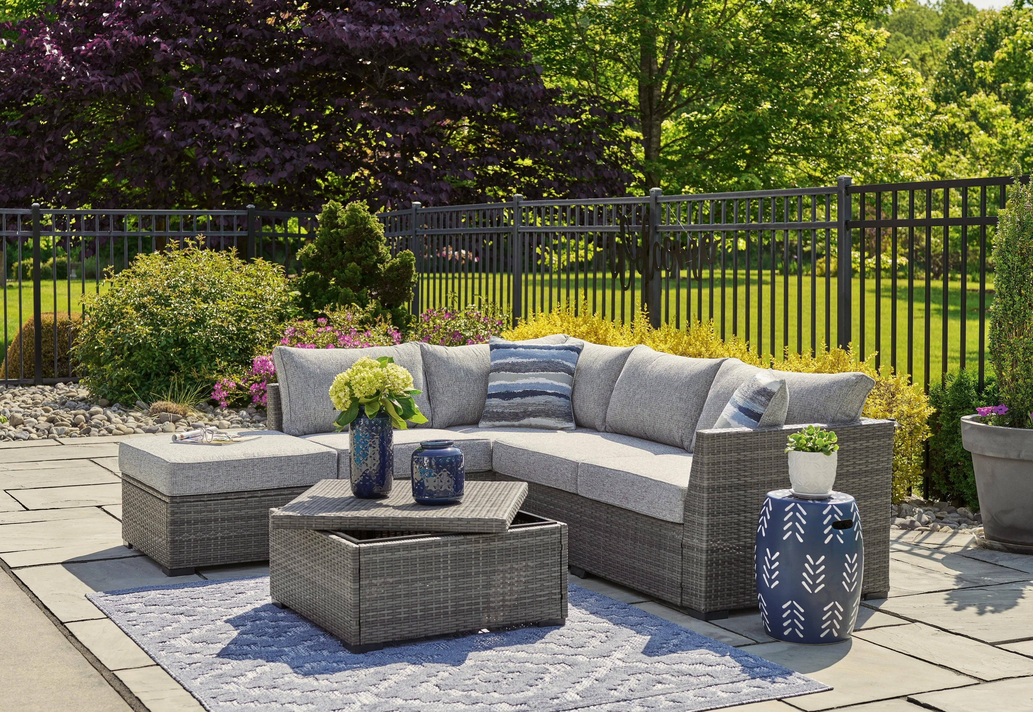 Petal Road Gray 4-Piece Outdoor Sectional Set - Image 5